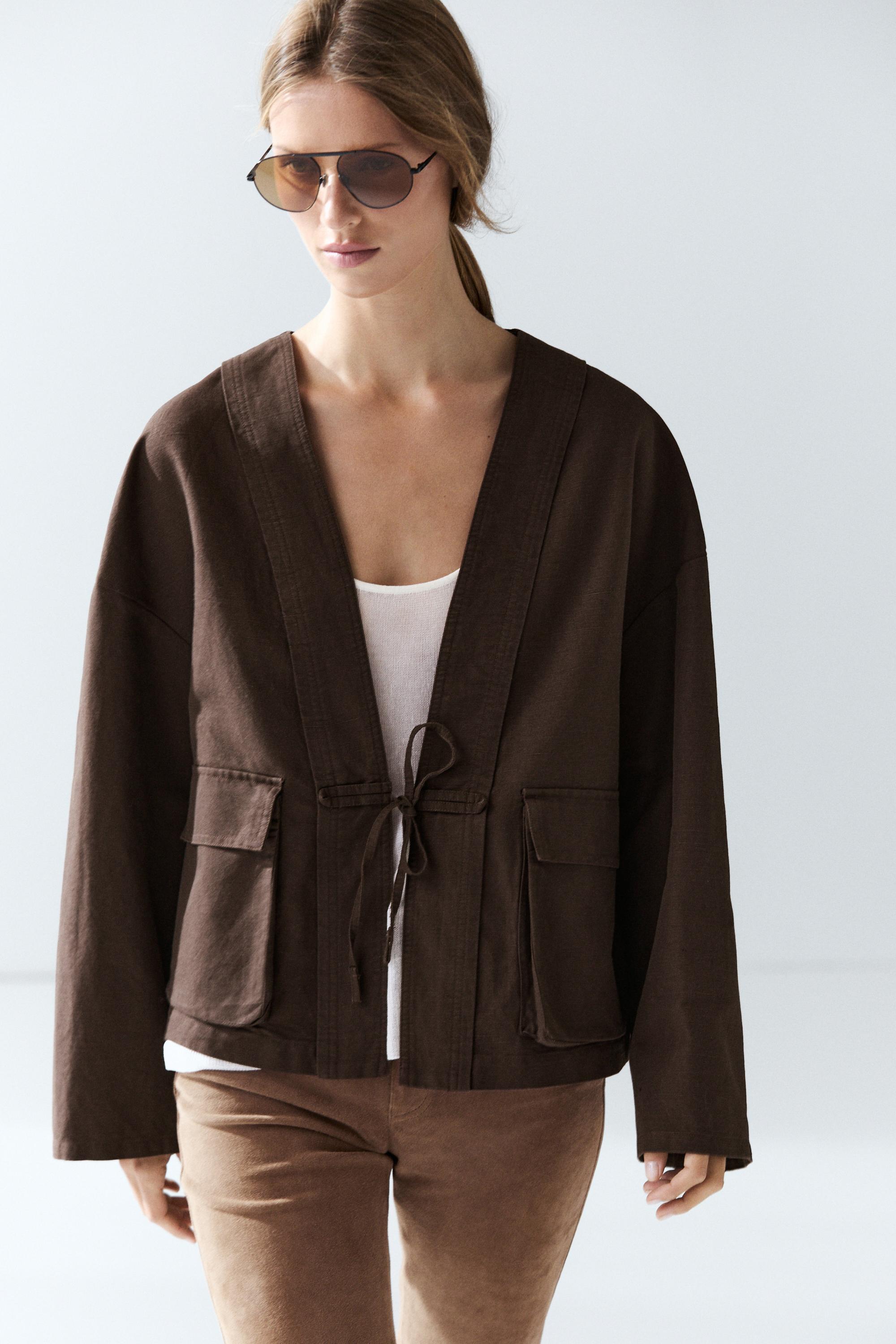 Cotton and linen pocket kimono