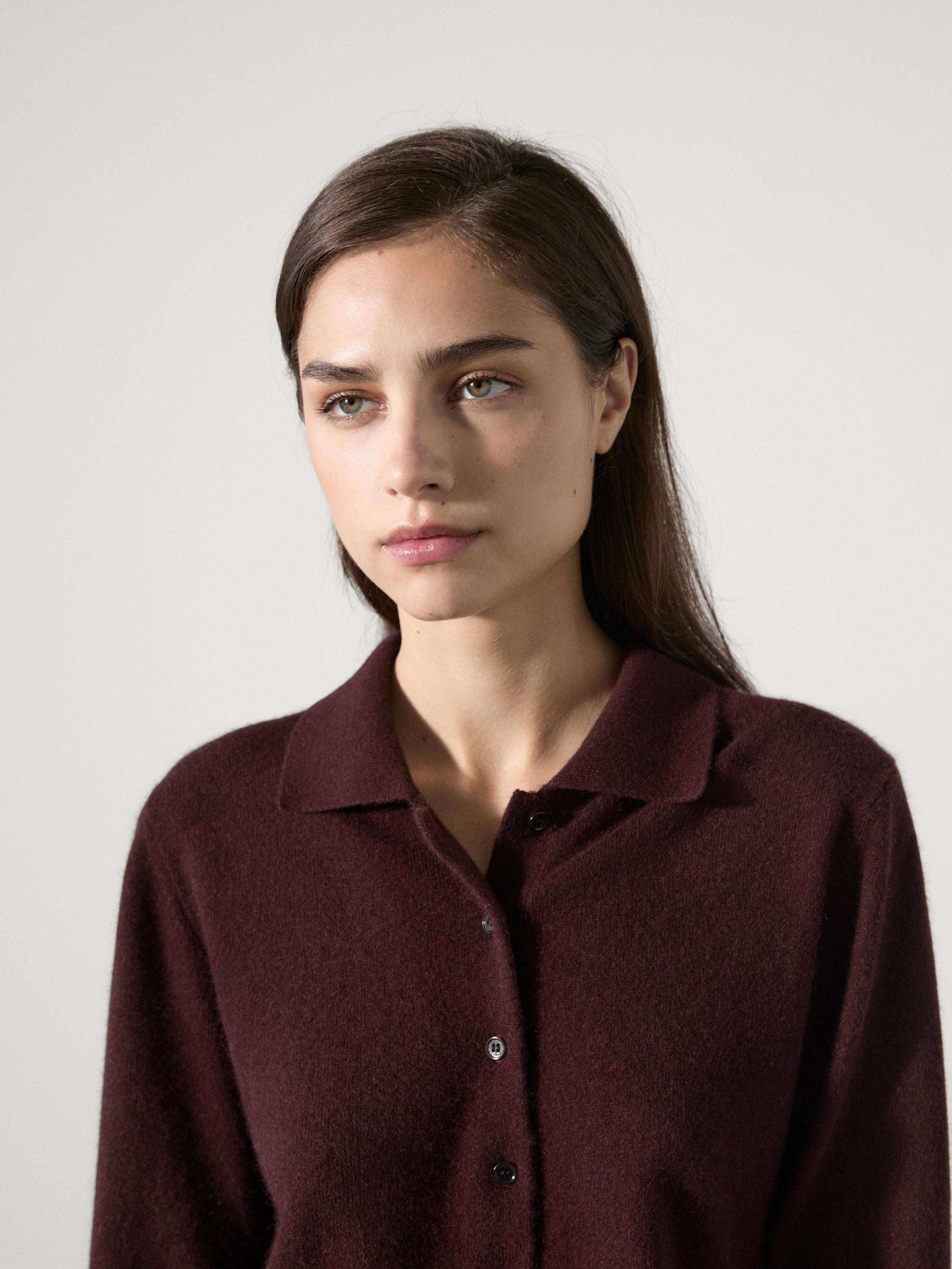 100% cashmere knit polo sweater