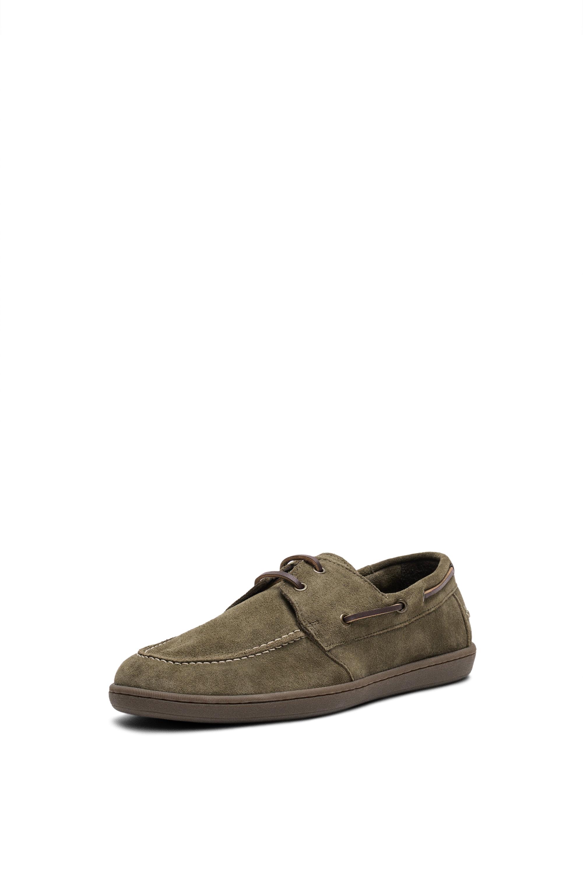 Soft leather boat shoe — KHAKI