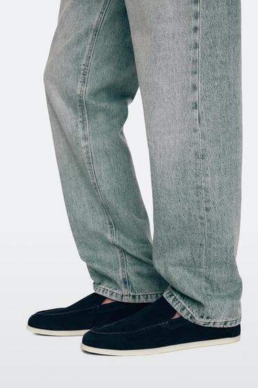 Soft split leather loafers — BLUE 4