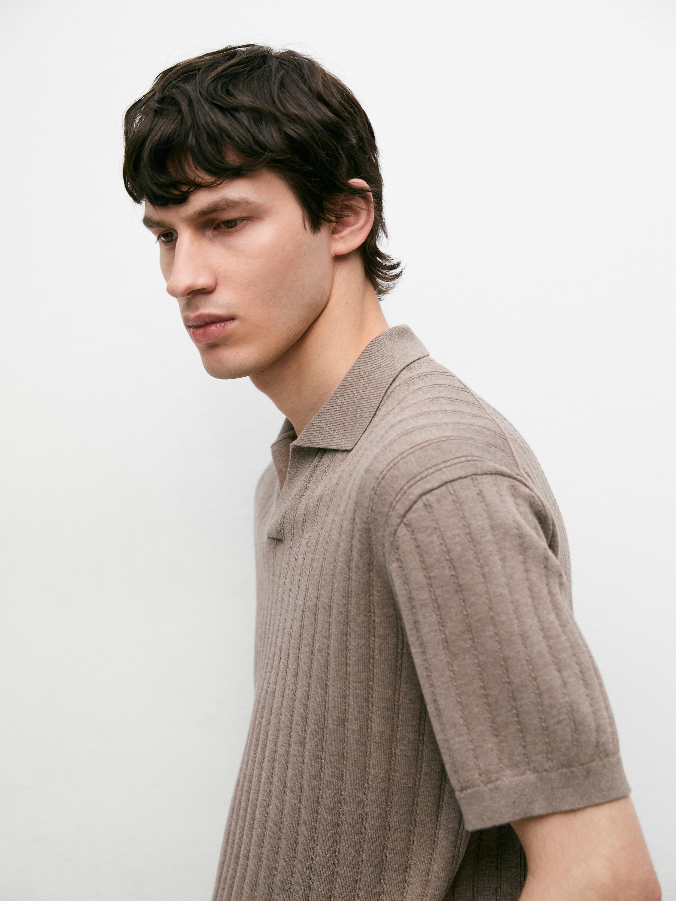 Cable-knit polo sweater — MINK