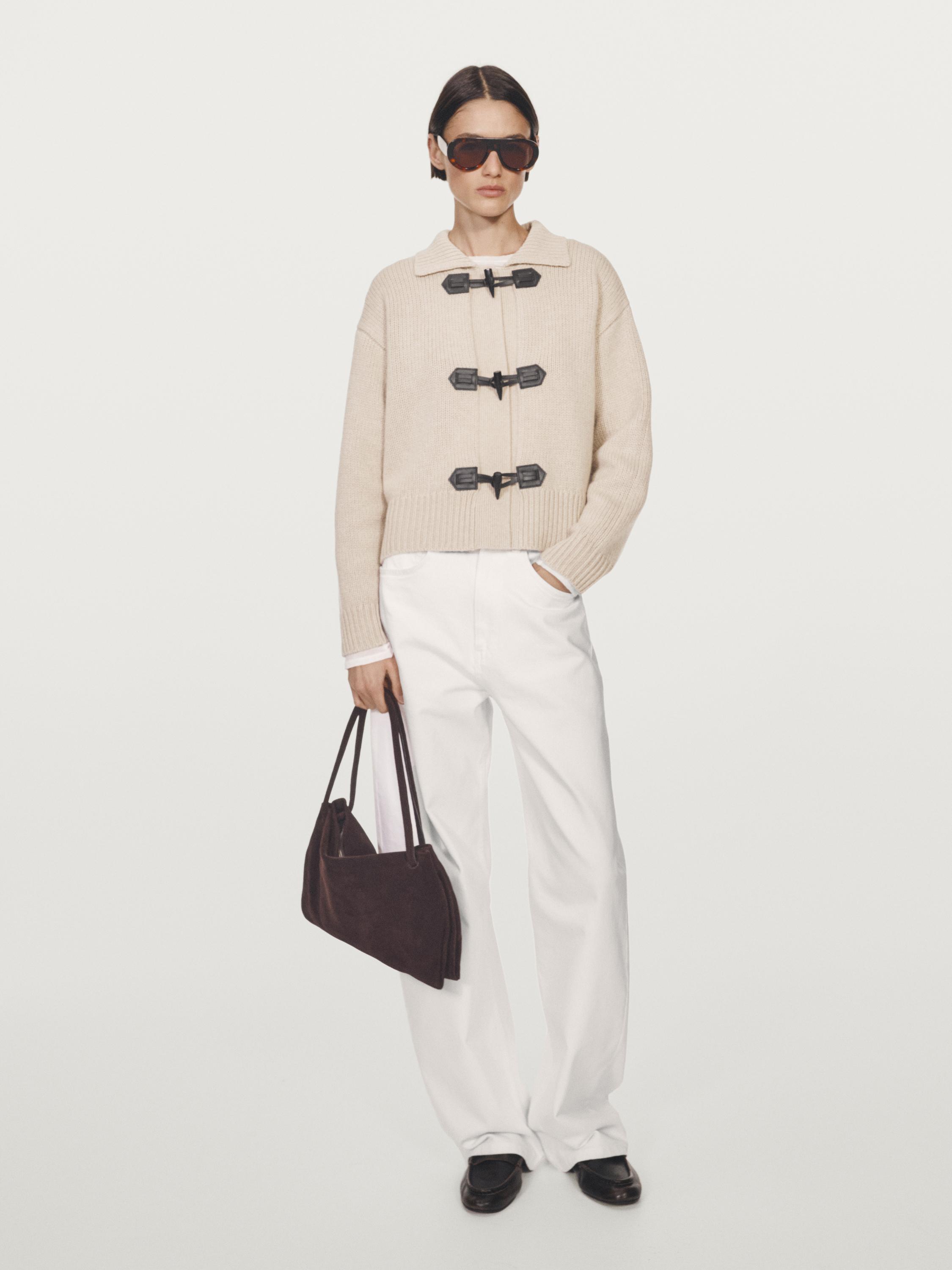 Cardigan laine bouton corne