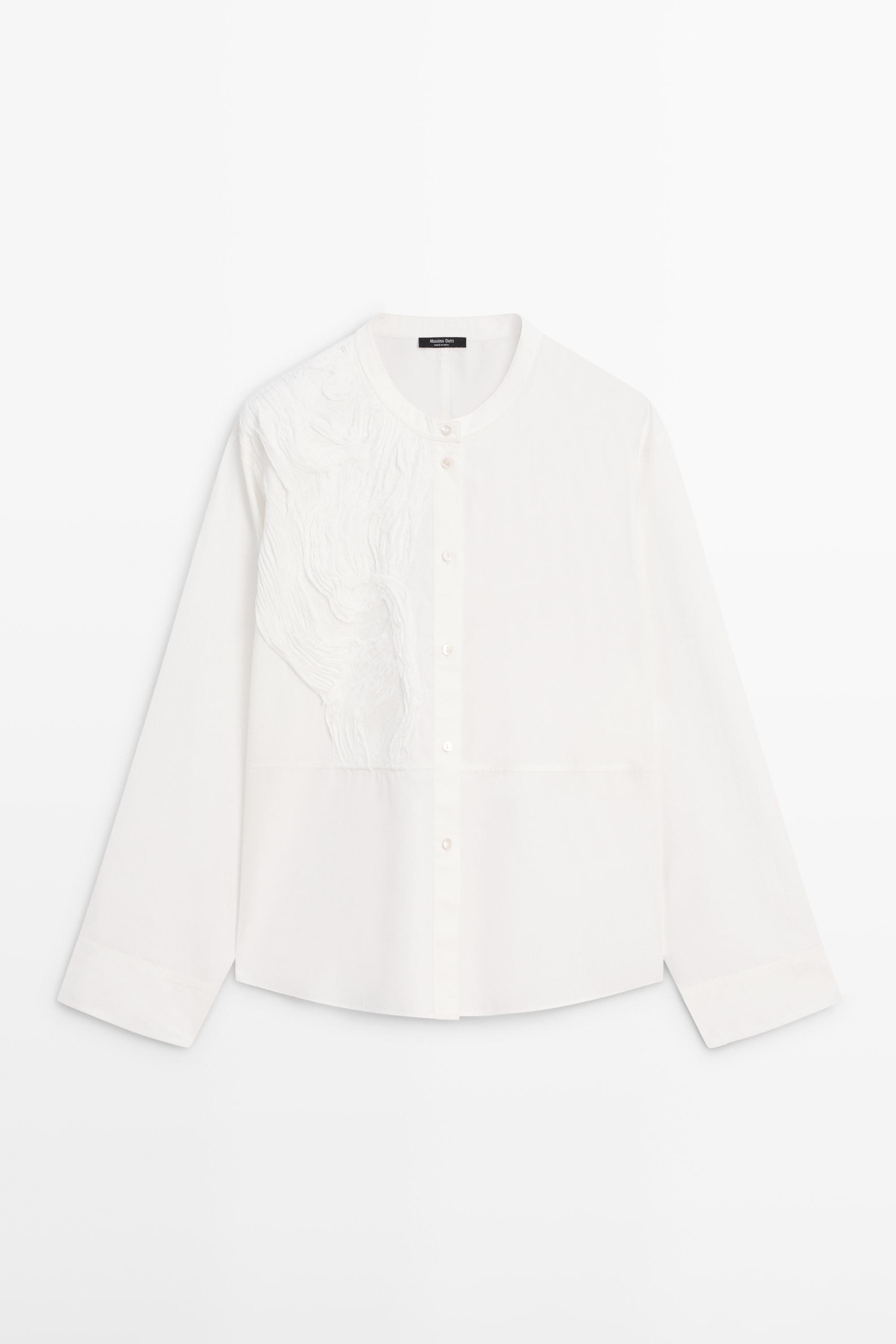 Camisa detalle bordado mezcla algodón