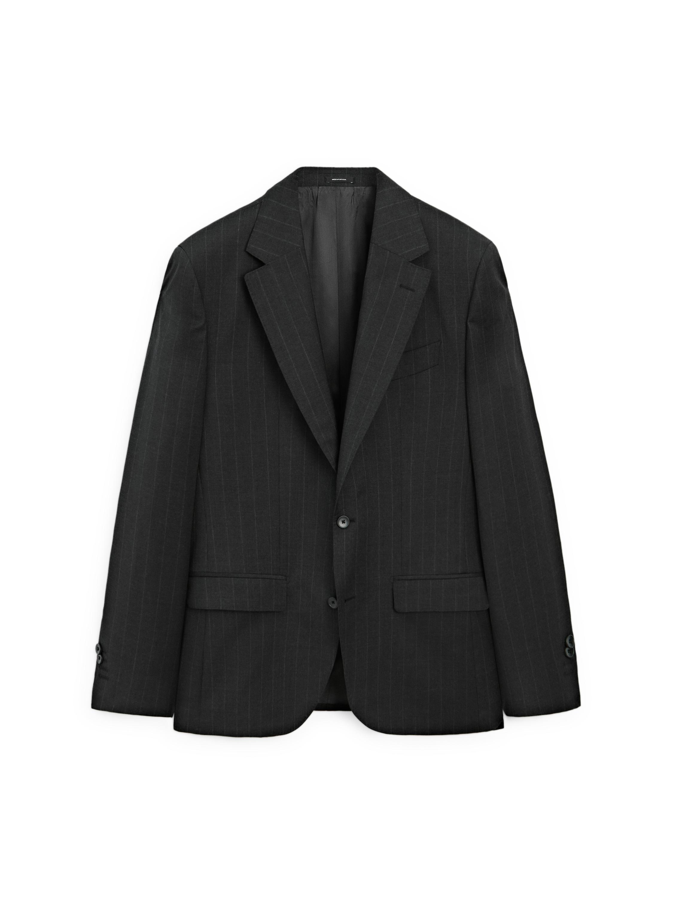 100% cool wool pinstripe suit blazer — GREY