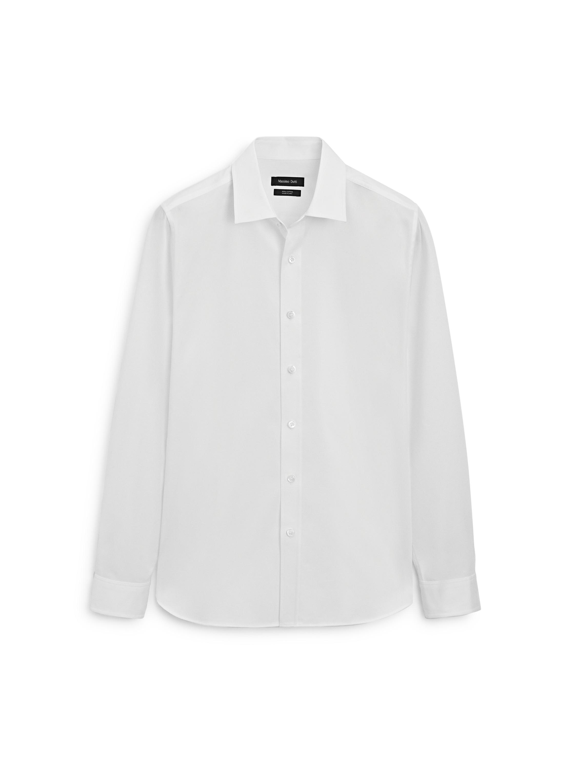 Slim fit 100% cotton shirt — WHITE