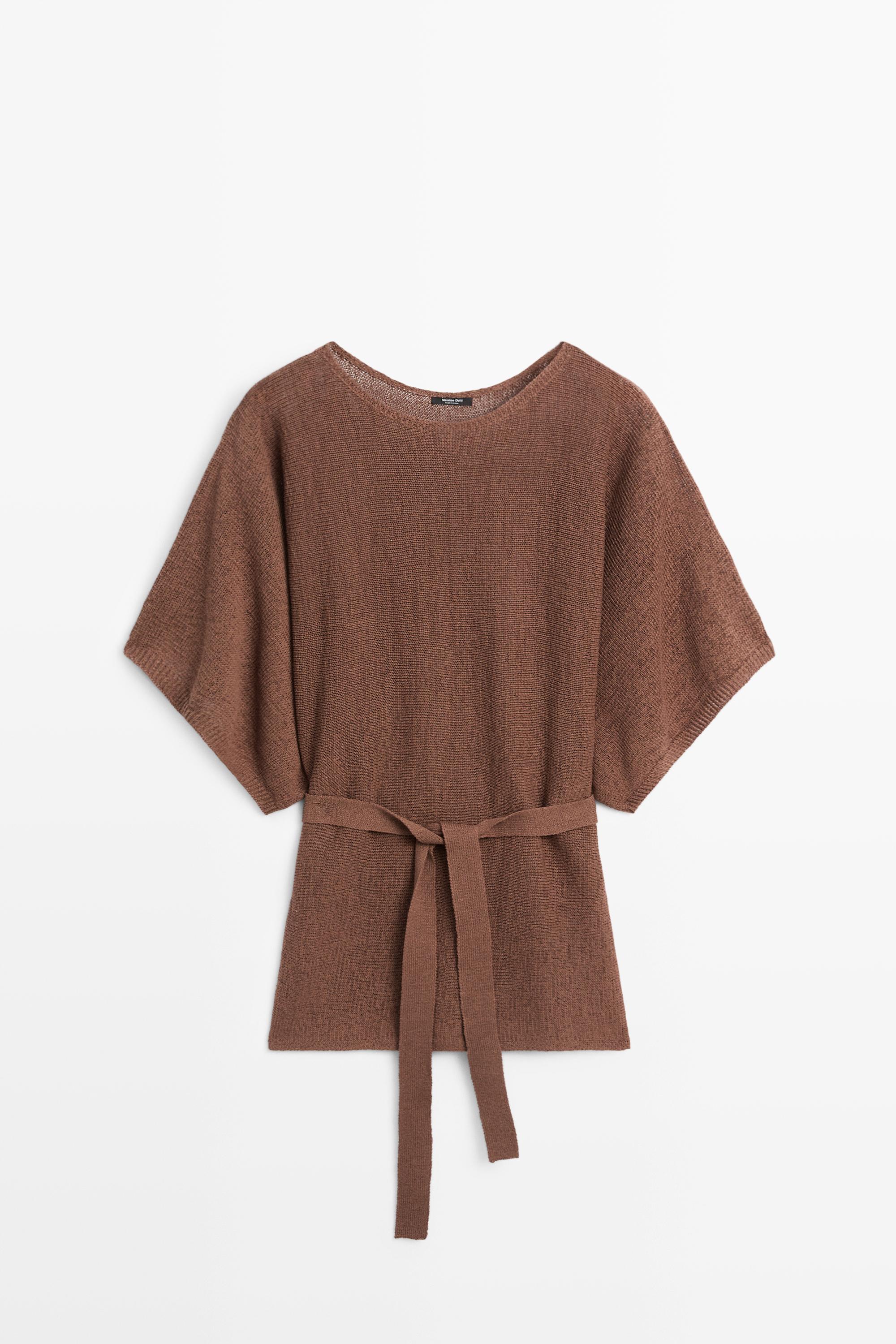 Maglia in maglia con cintura e cotone