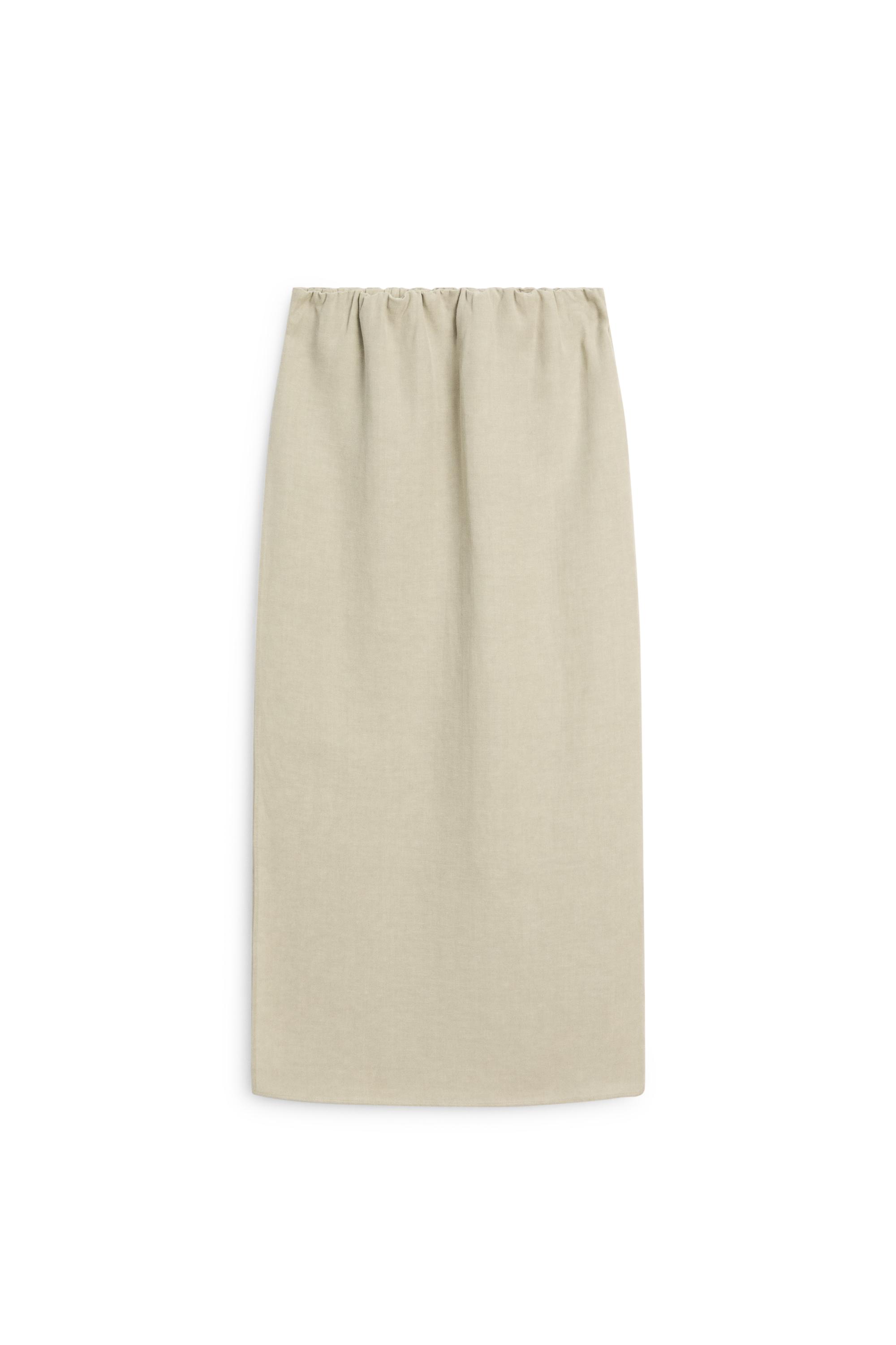 Double-layer midi skirt - STUDIO — PALE KHAKI