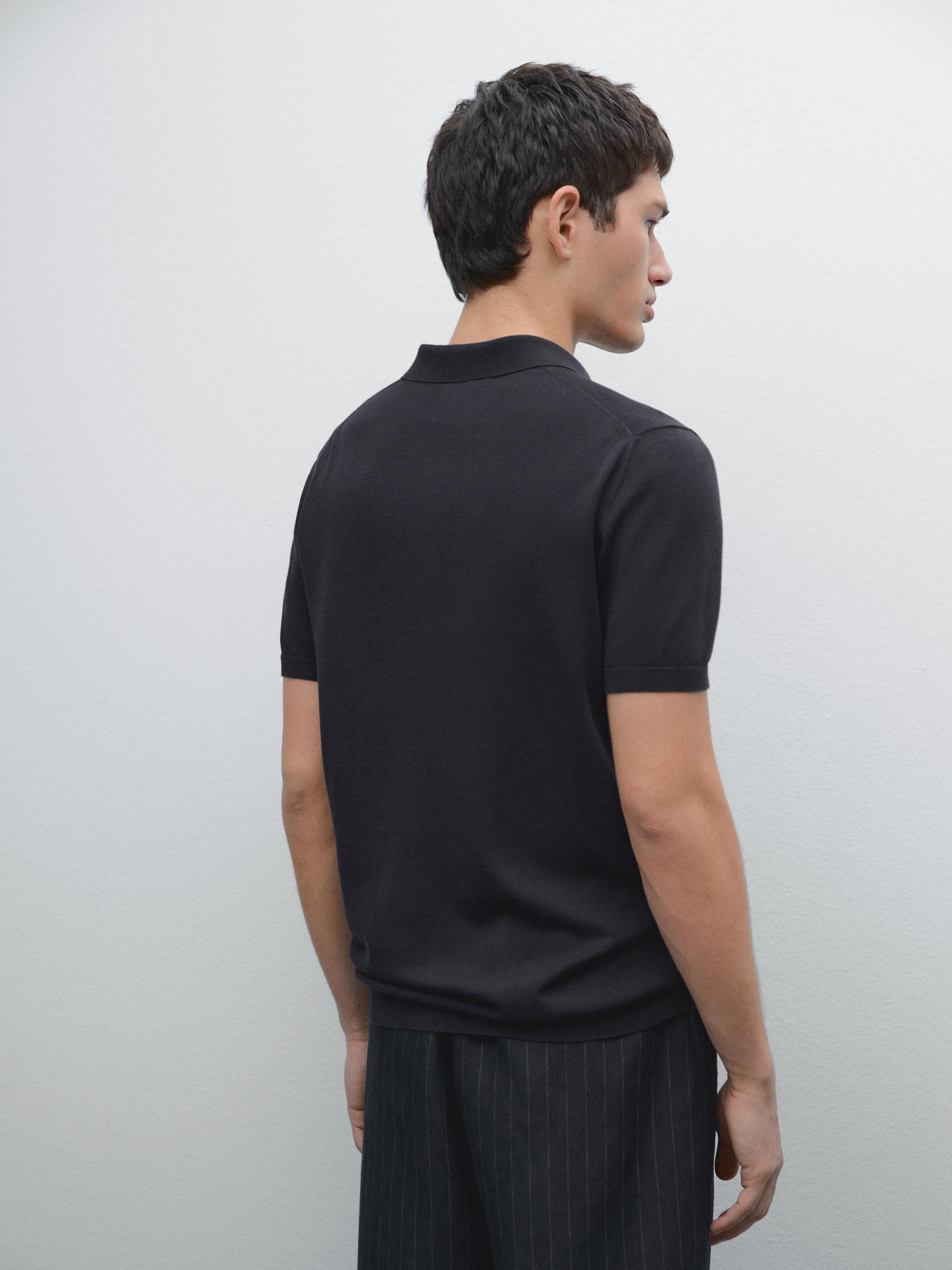Short sleeve cotton polo sweater
