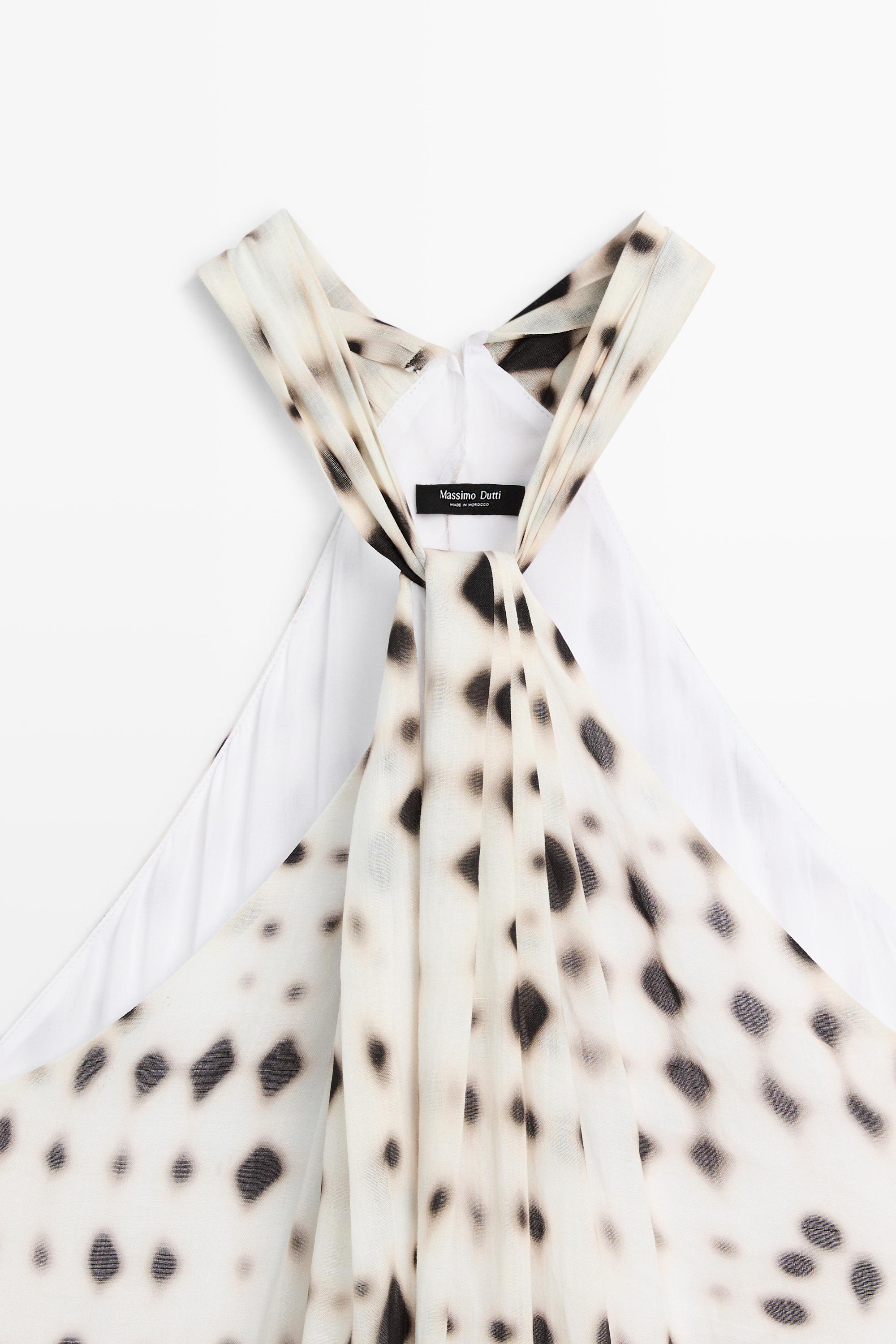 Printed halter dress — Off white