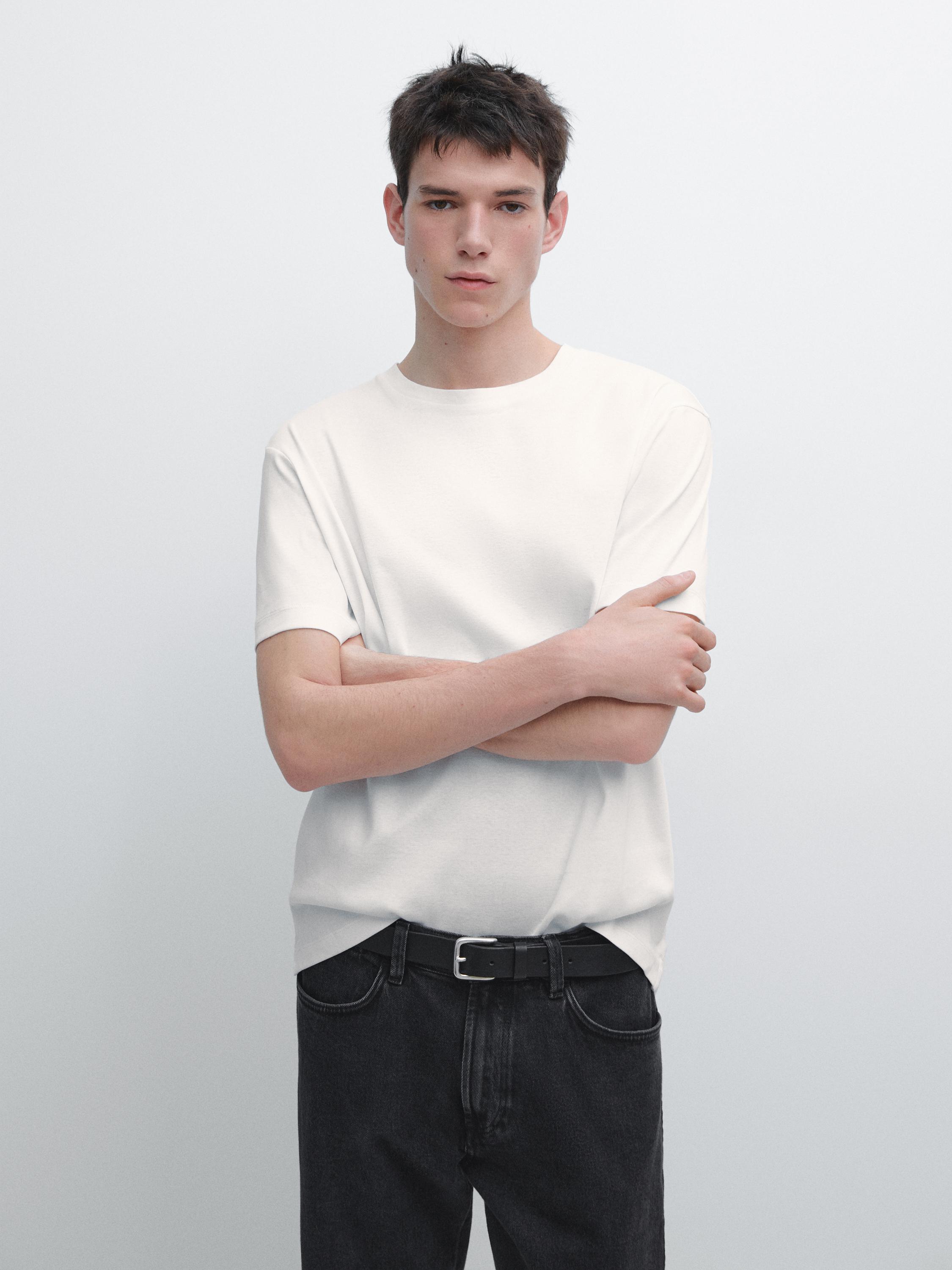 100% mercerised cotton T-shirt — WHITE