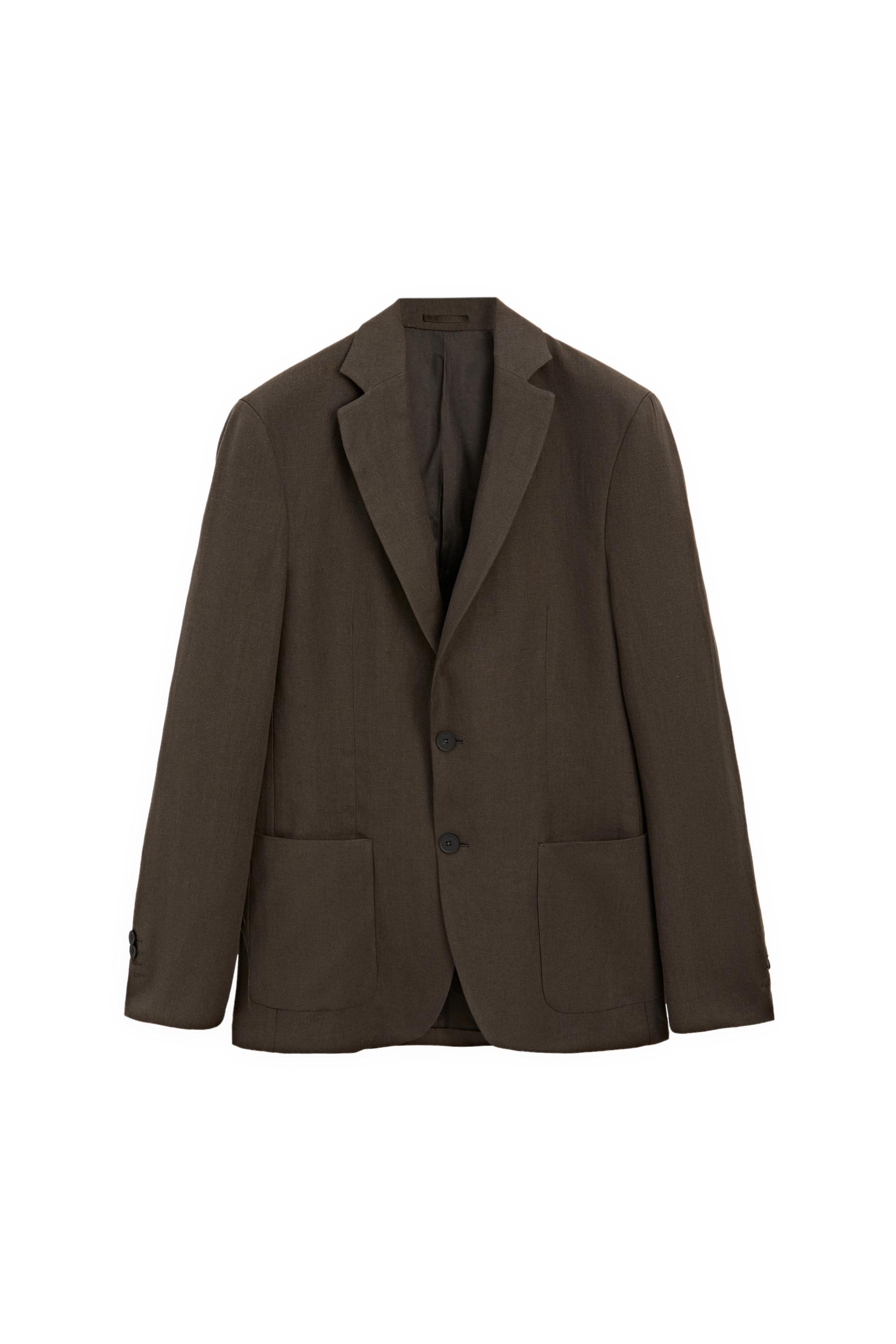 Linen suit blazer — BROWN