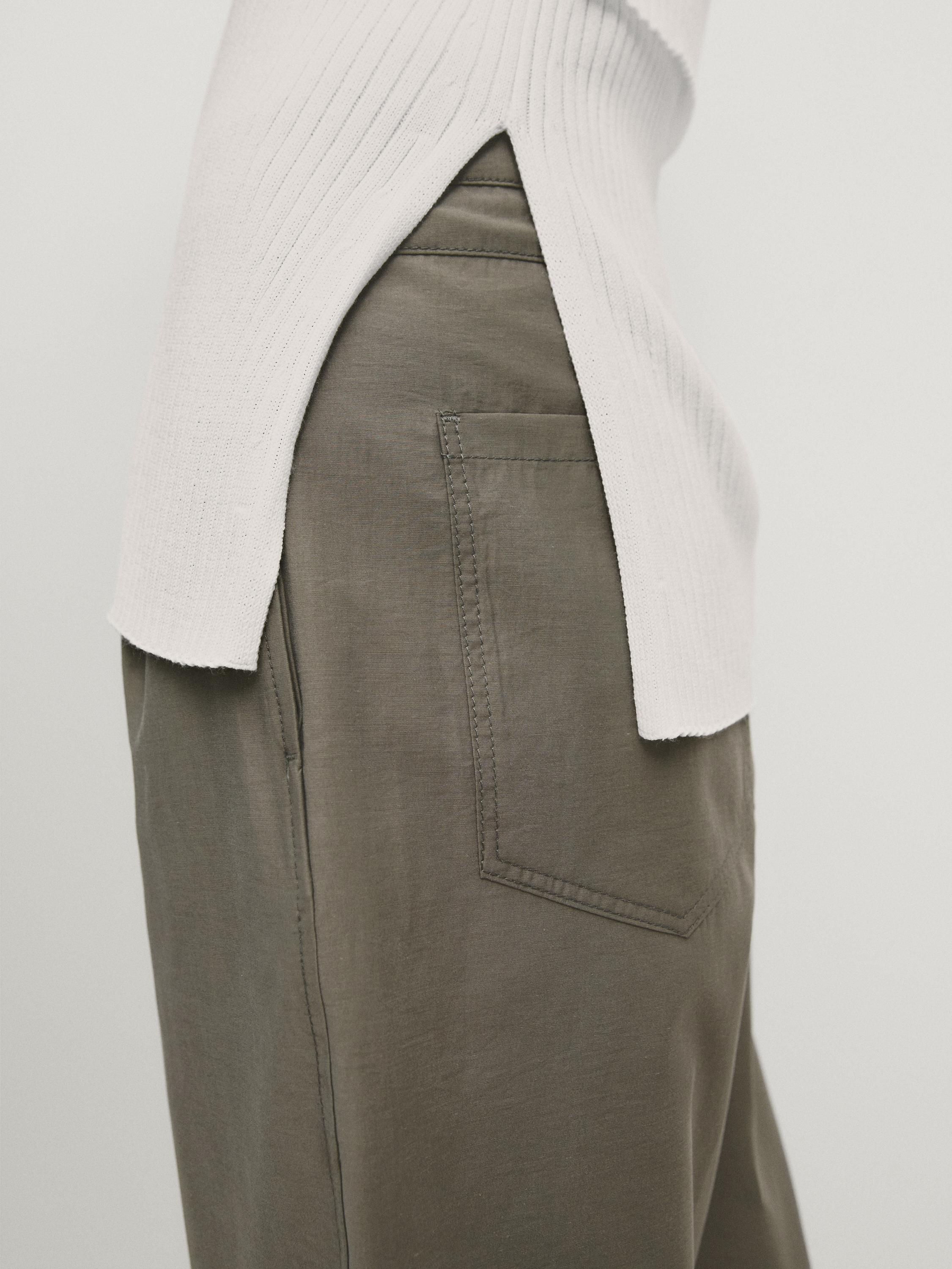 Pantalon barrel en coton mélangé