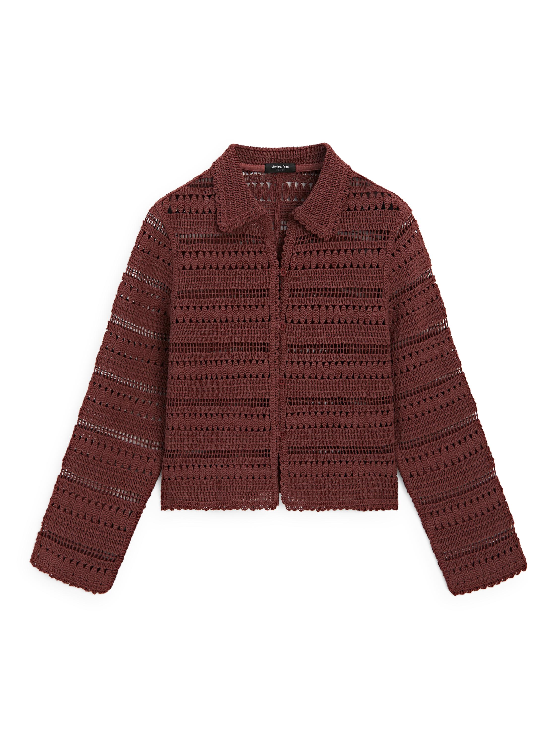 Short cotton crochet jacket — RUSSET