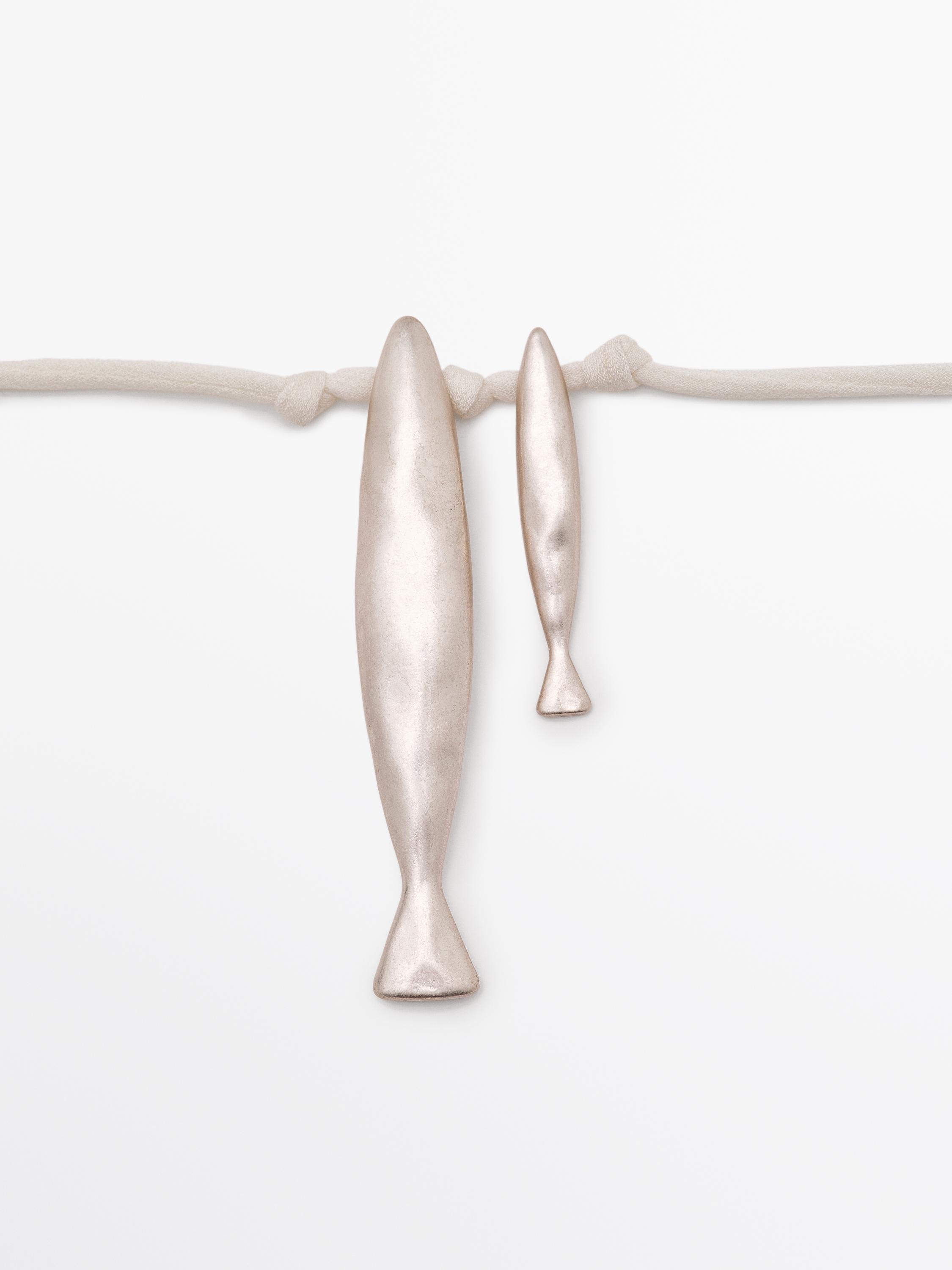 Silk cord necklace with fish