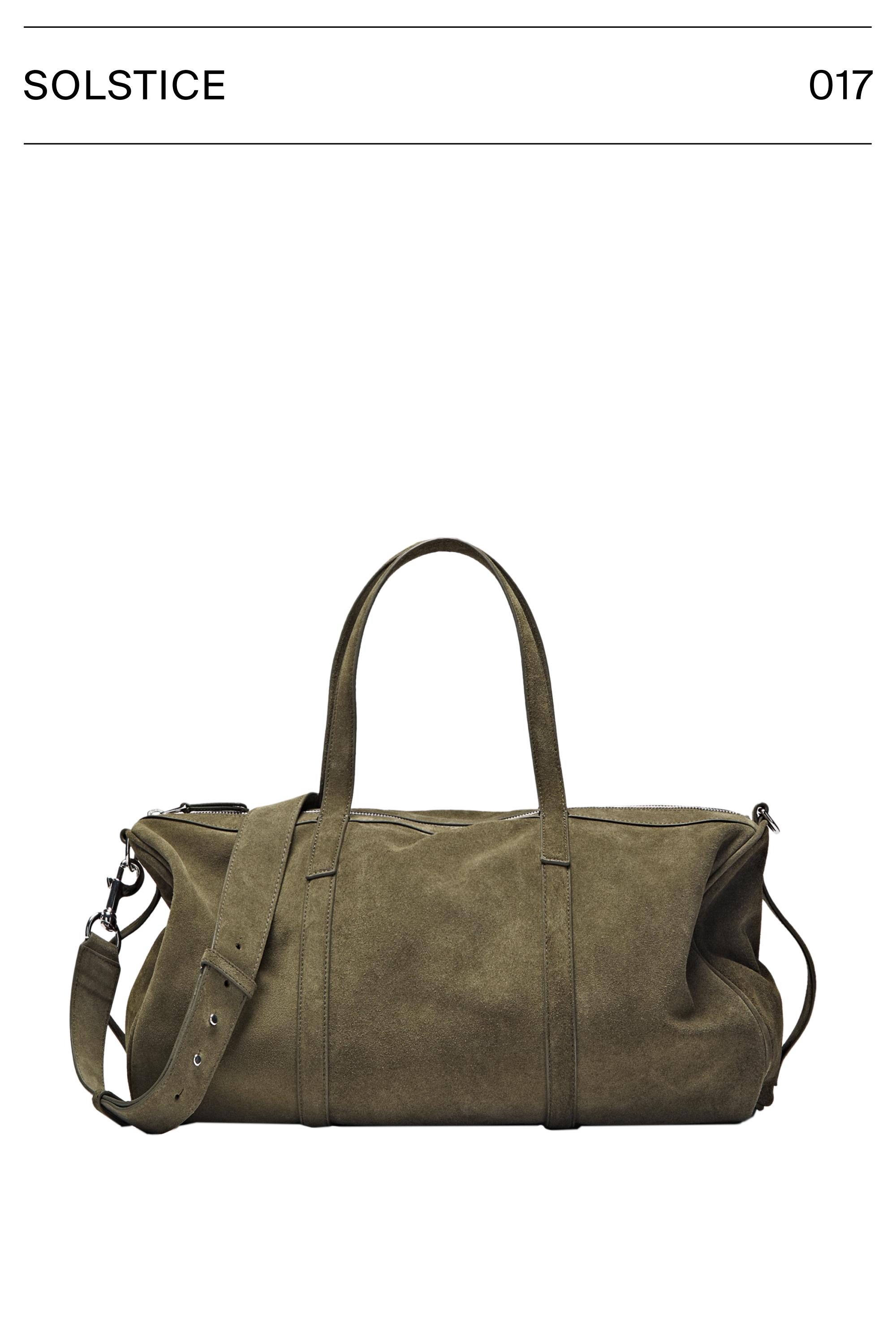 Suede leather travel bag — KHAKI