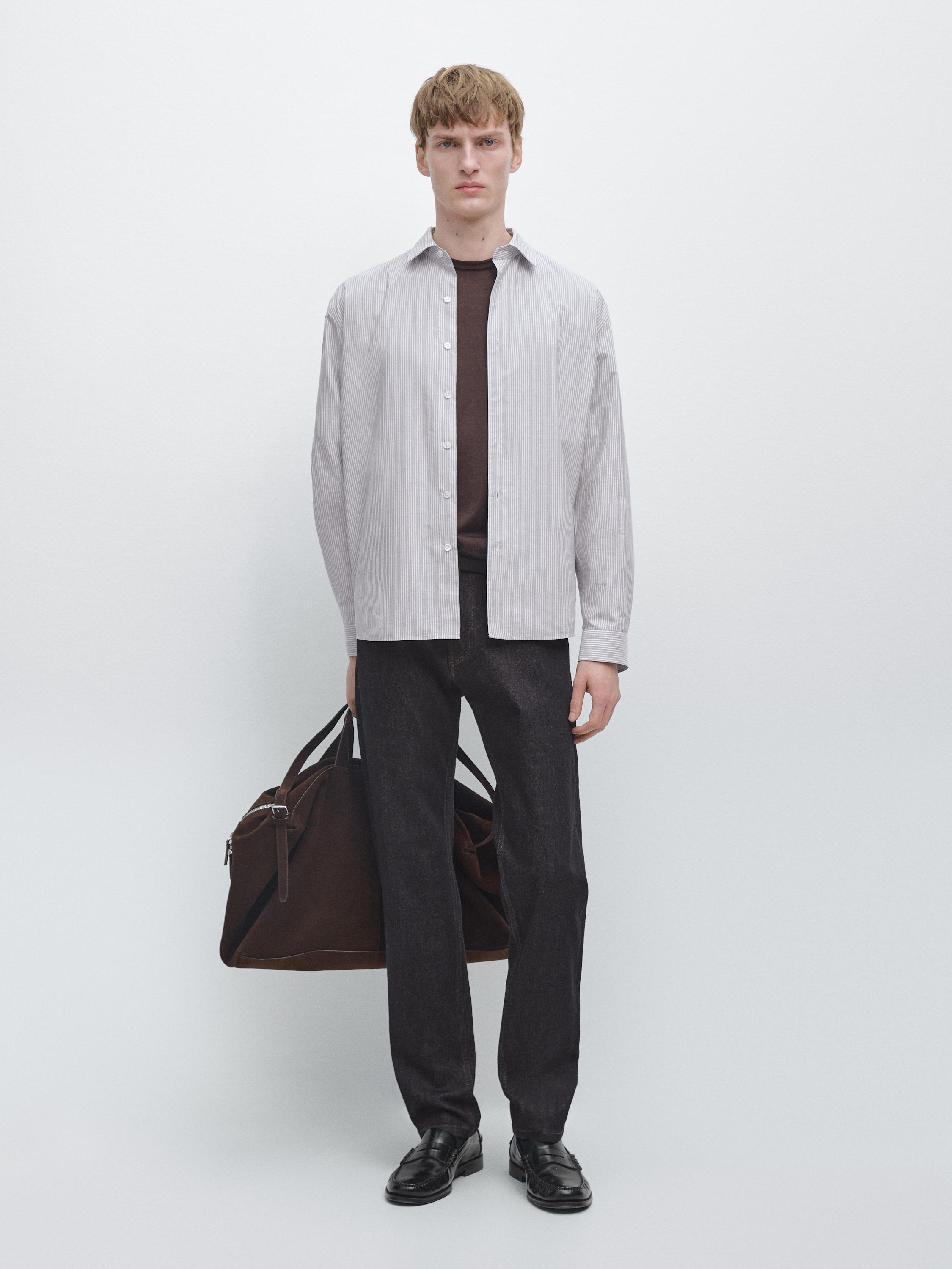 Regular-fit 100% cotton shirt — BROWN