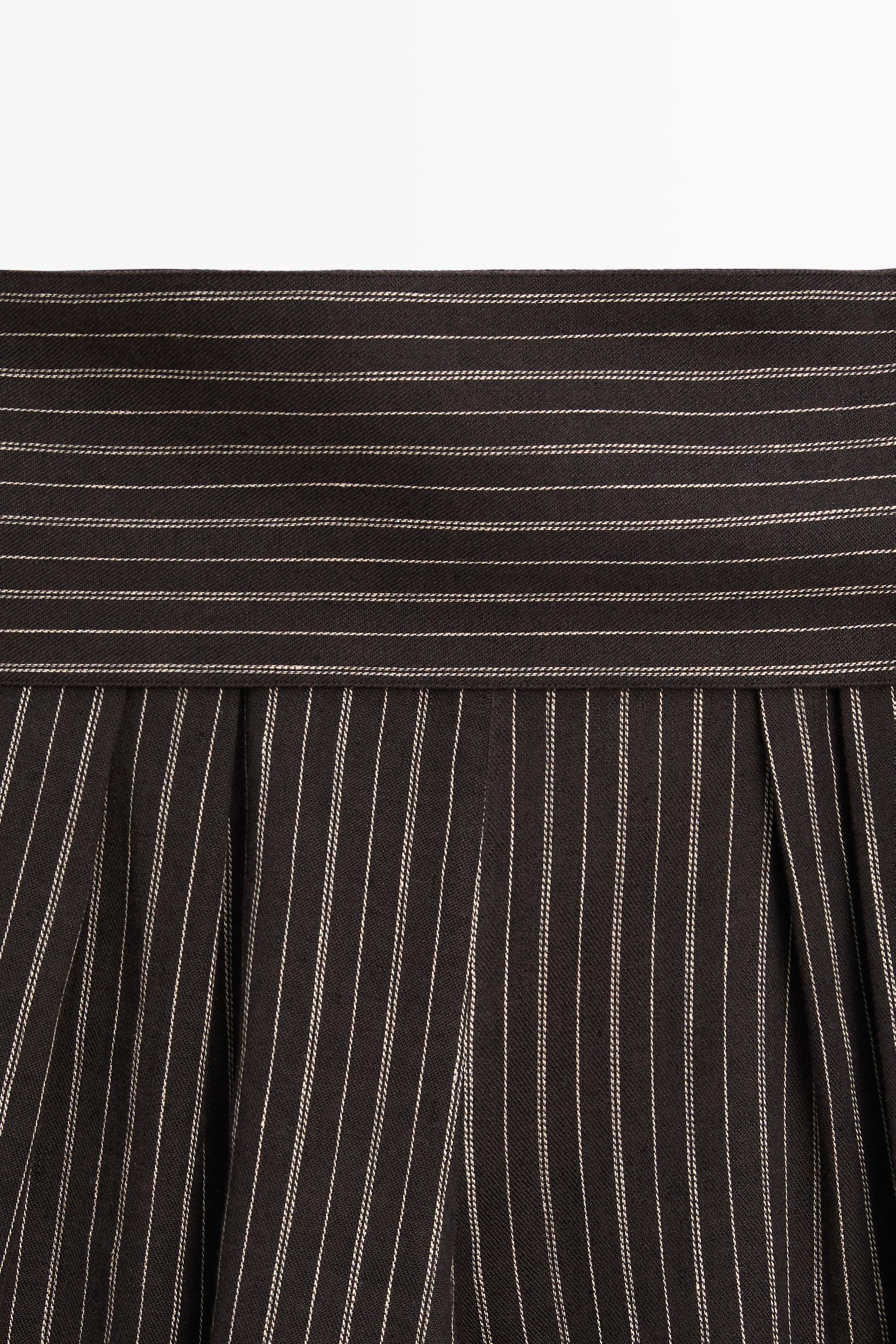 Striped sarouel trousers with cummerbund detail — BROWN