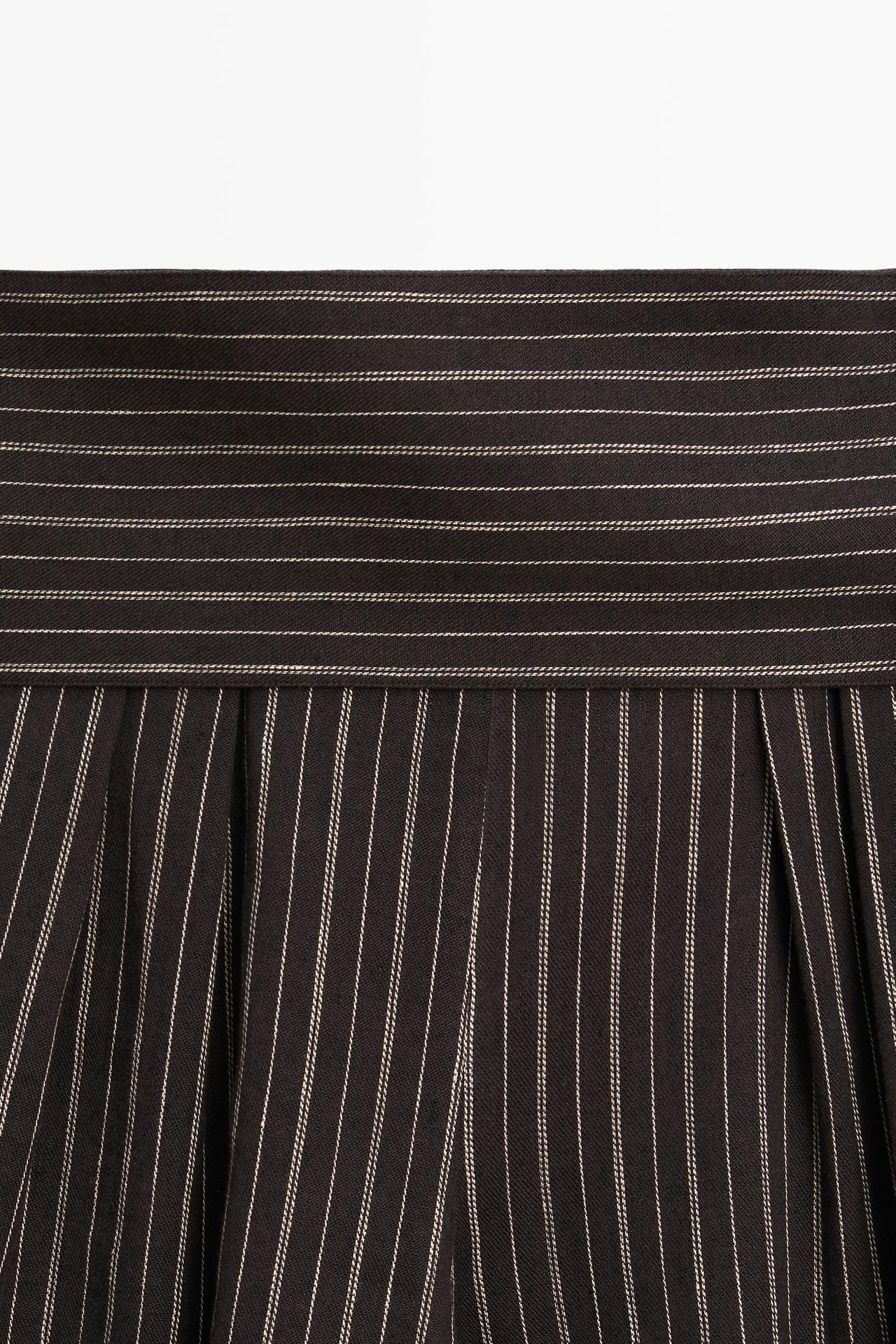 Striped sarouel trousers with cummerbund detail — BROWN