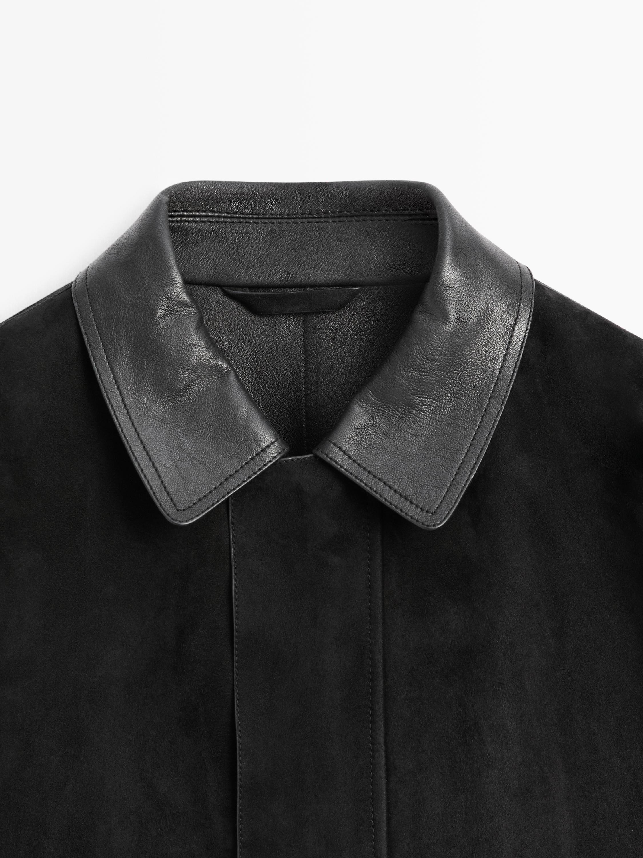 Jacket with suede pockets detail — BLACK