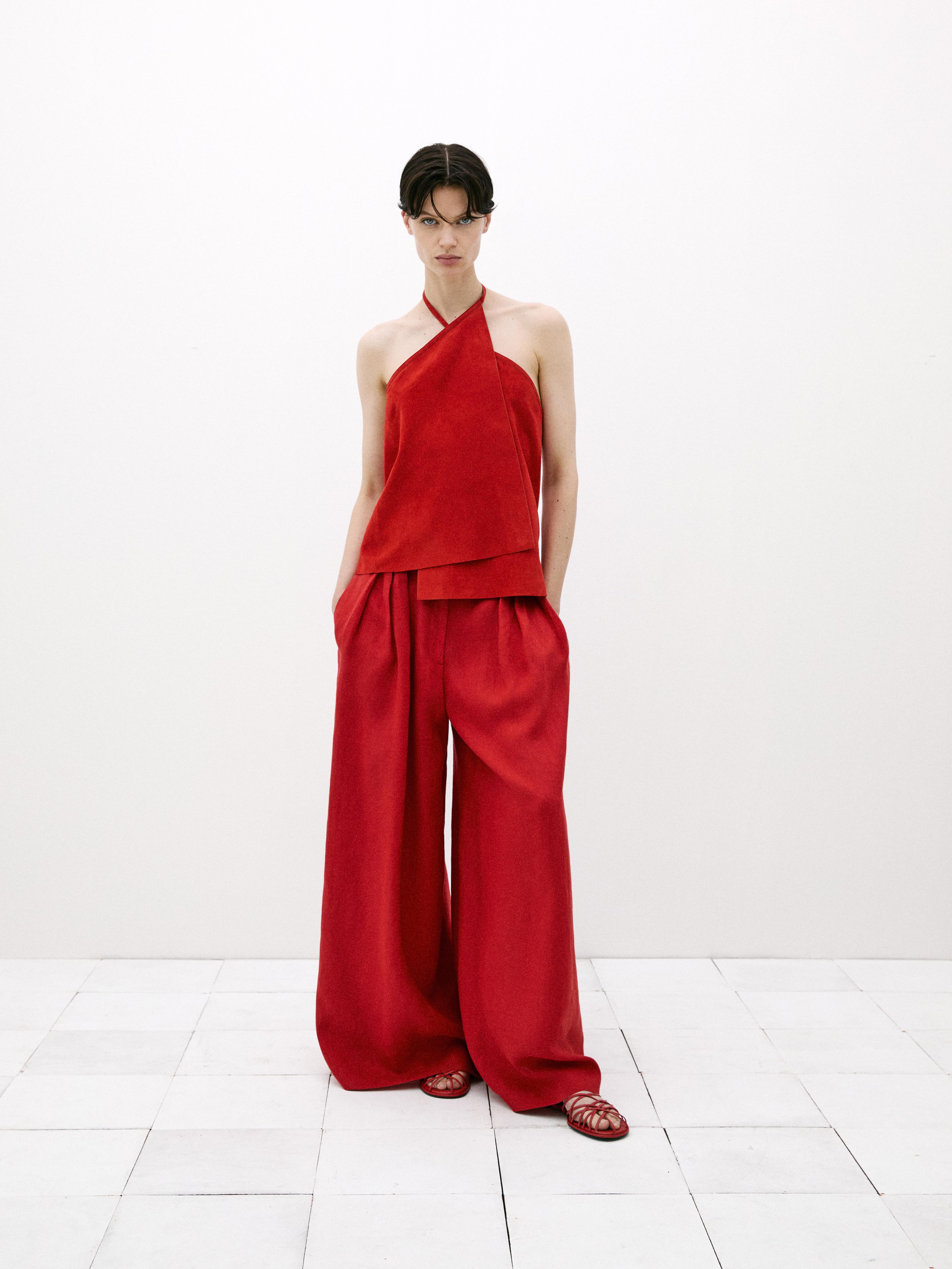 Mules multi-lanières rouges