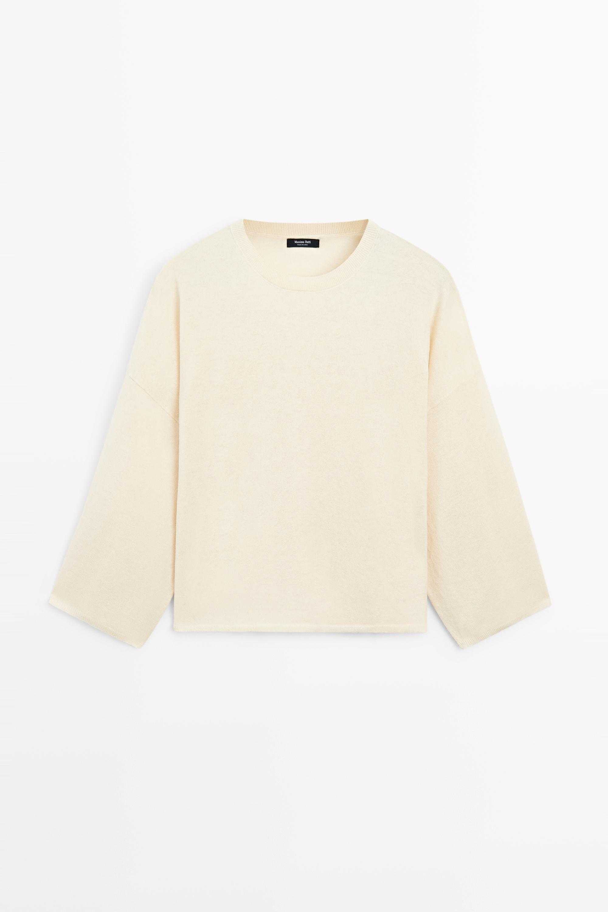 Round neck knit sweater — Vanilla