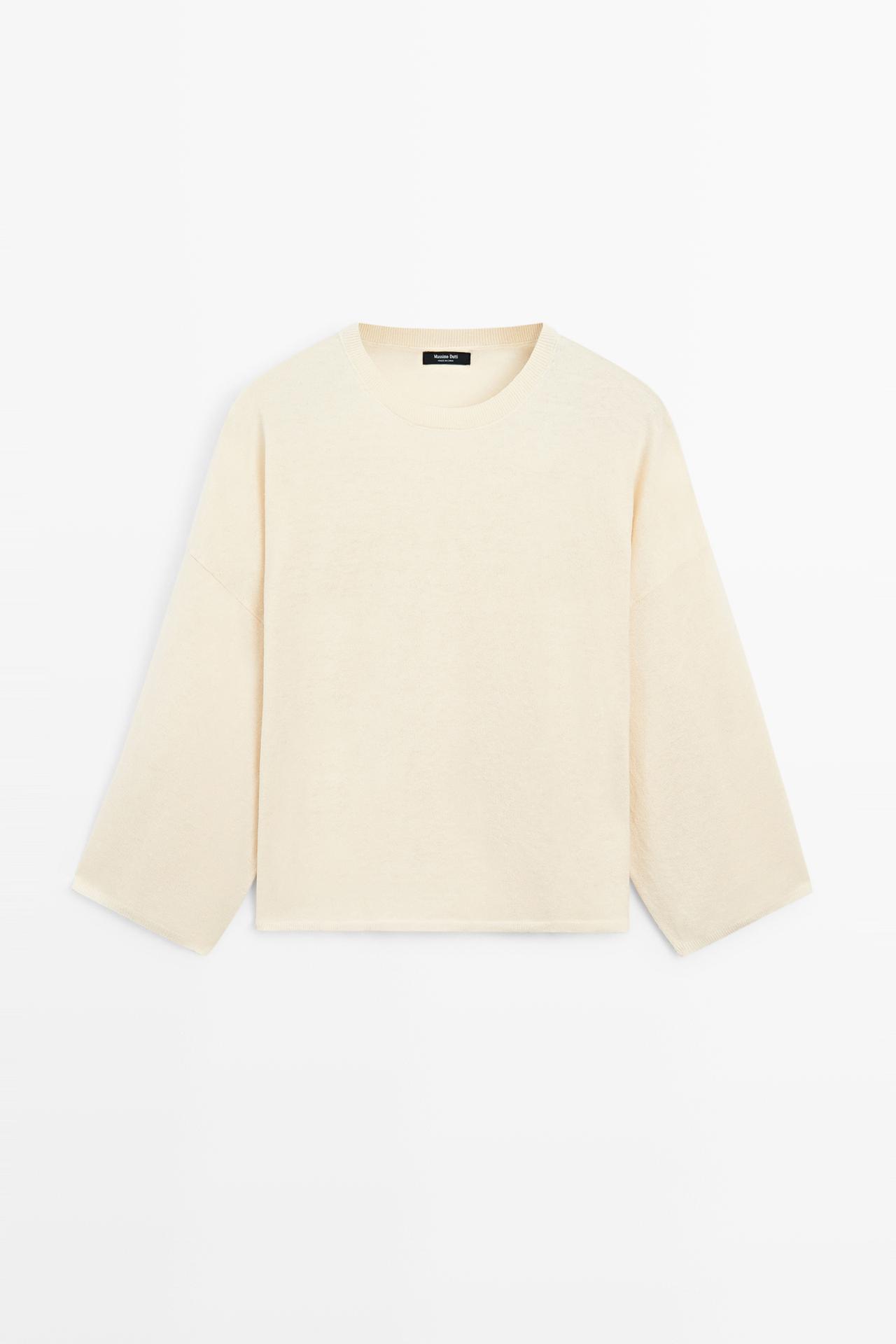 Round neck knit sweater — Vanilla