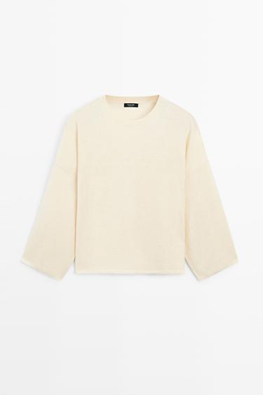 Round neck knit sweater — Vanilla 2