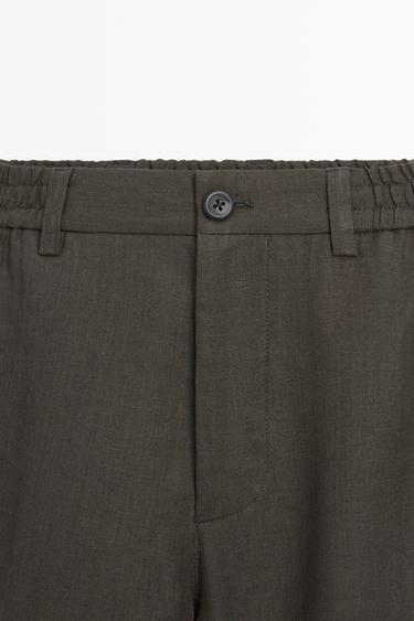 100% linen short Bermuda shorts — DARK GREEN 4