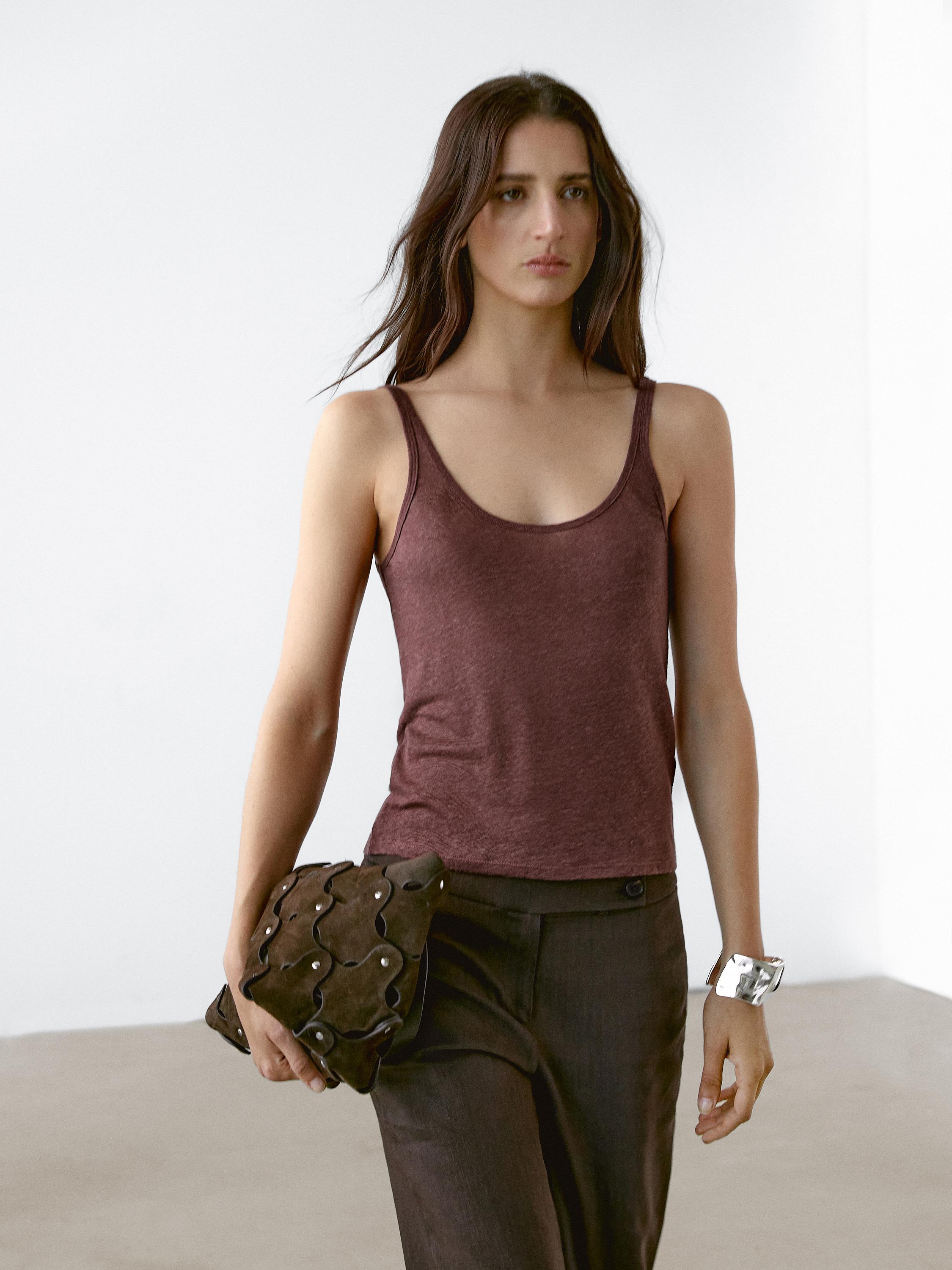 Top tirantes 100% lino