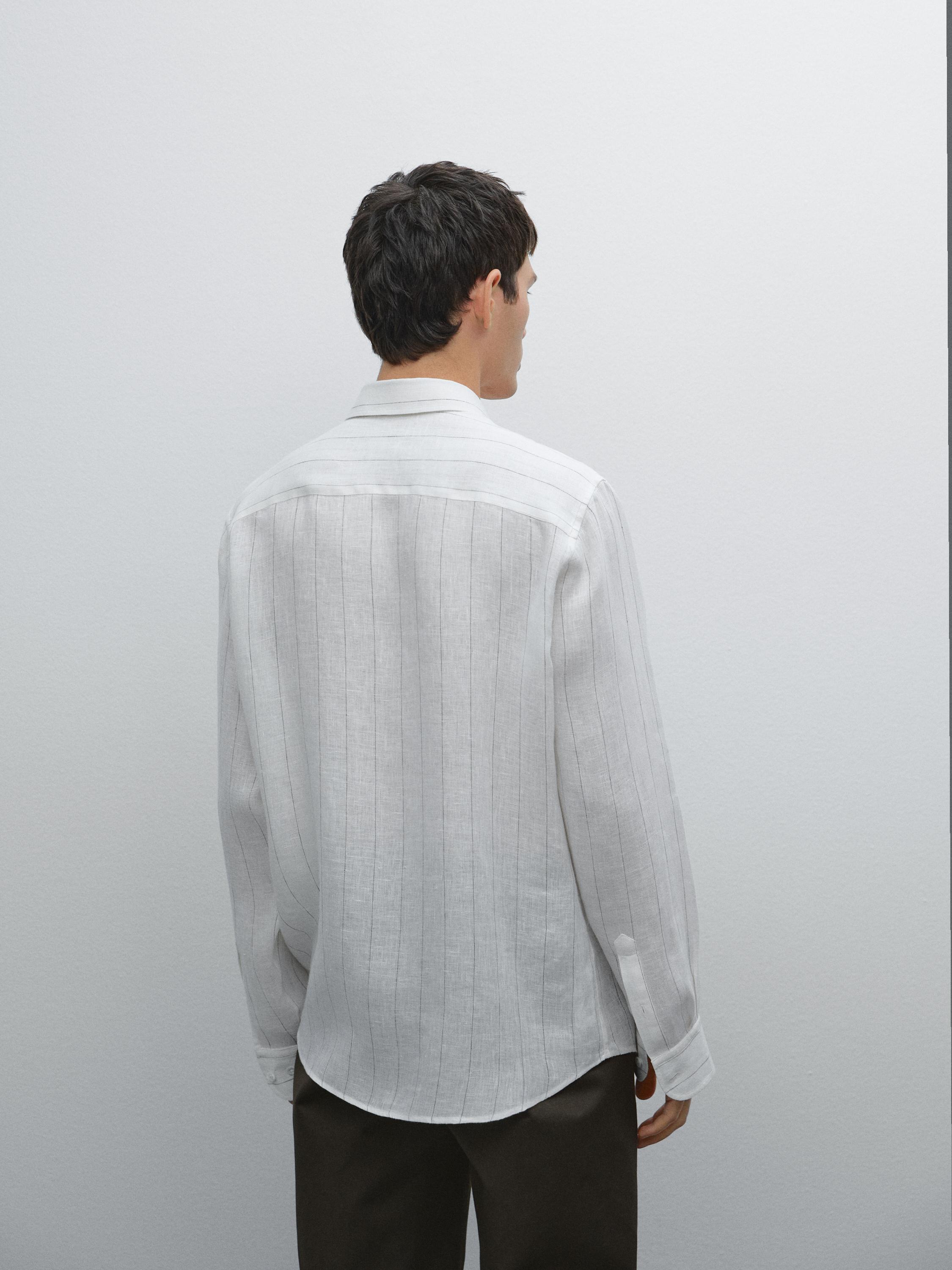 100% linen pinstripe shirt