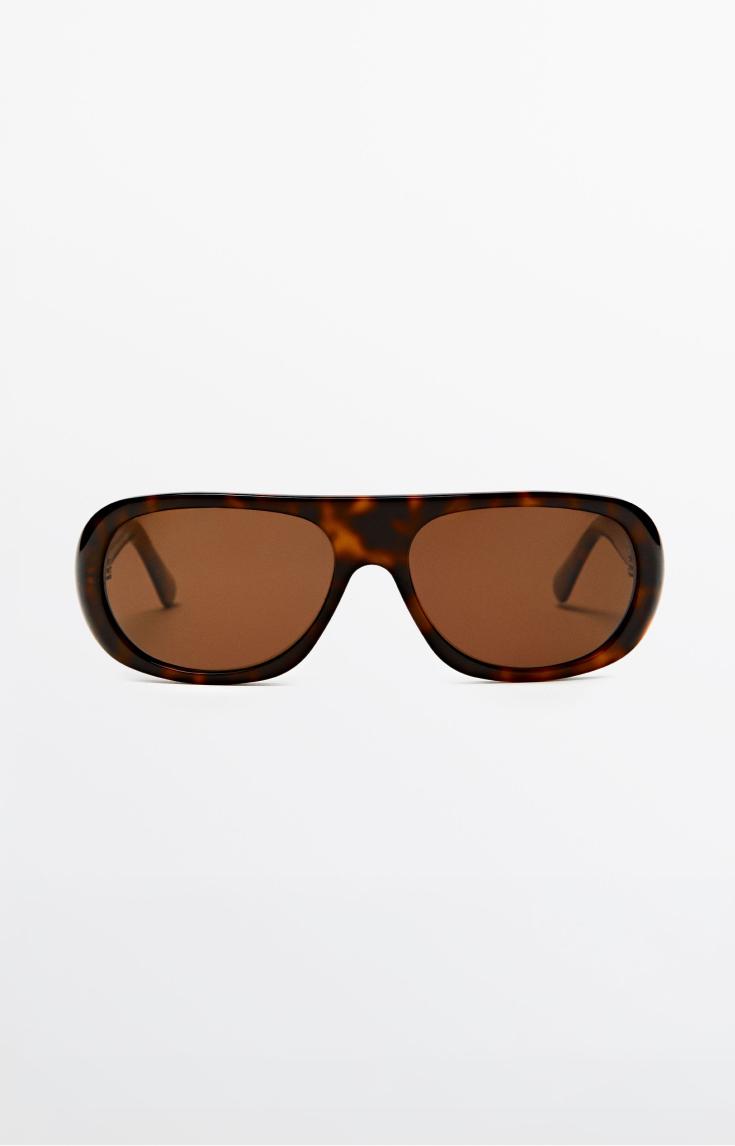 Oval tortoiseshell-effect sunglasses — BROWN