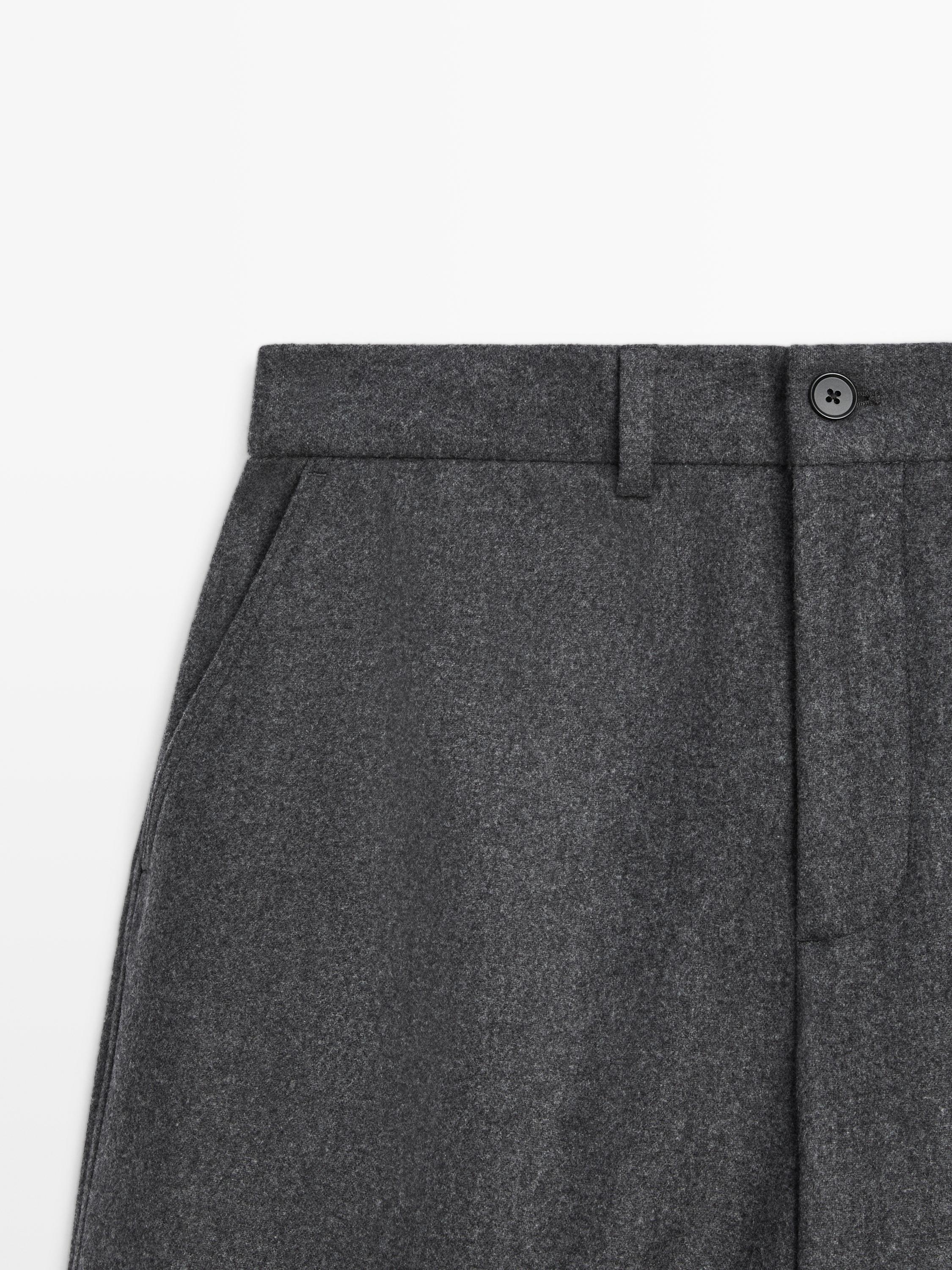 Wool blend flannel trousers — GREY
