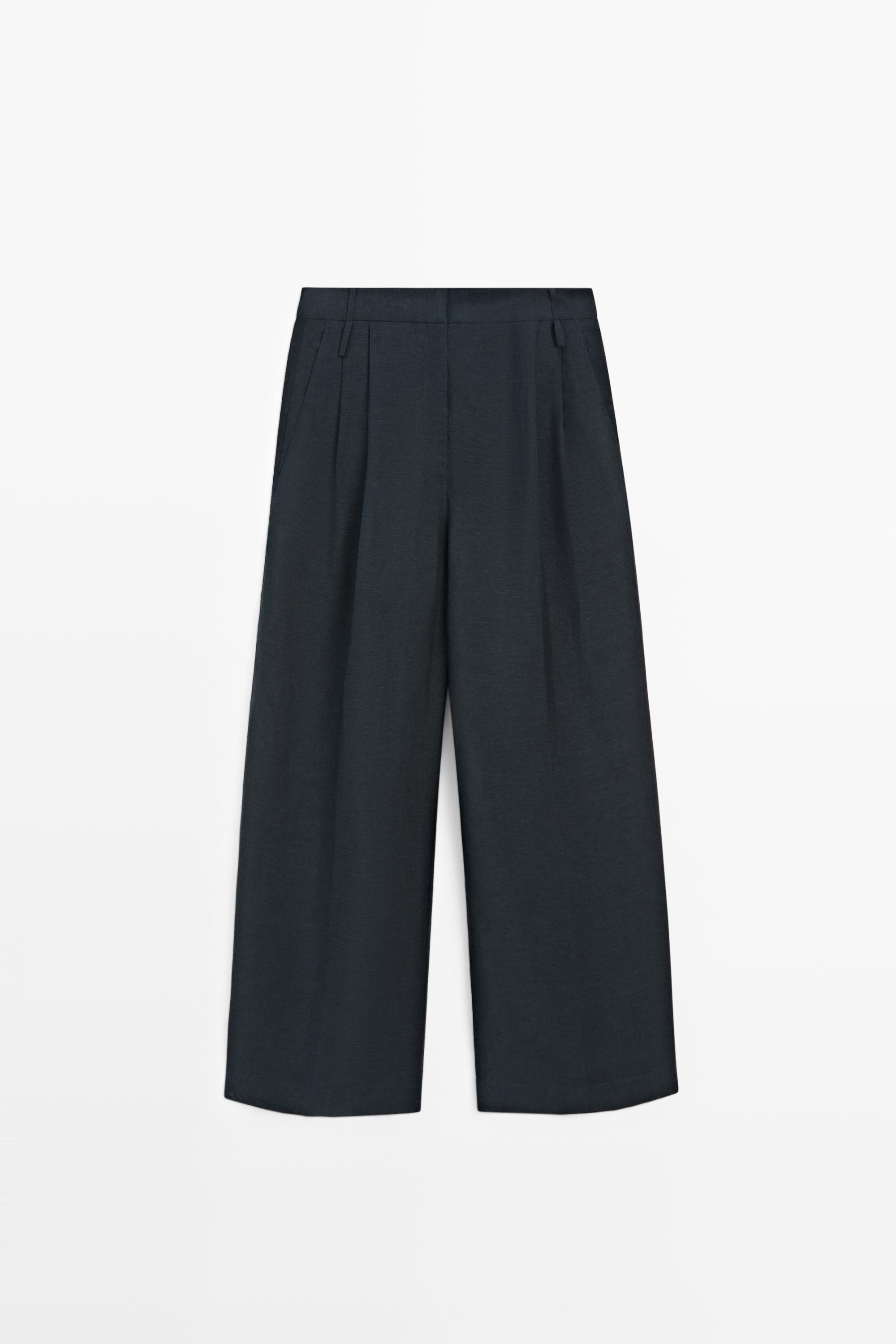 Flowing semi-sheer pants - STUDIO — NAVY BLUE