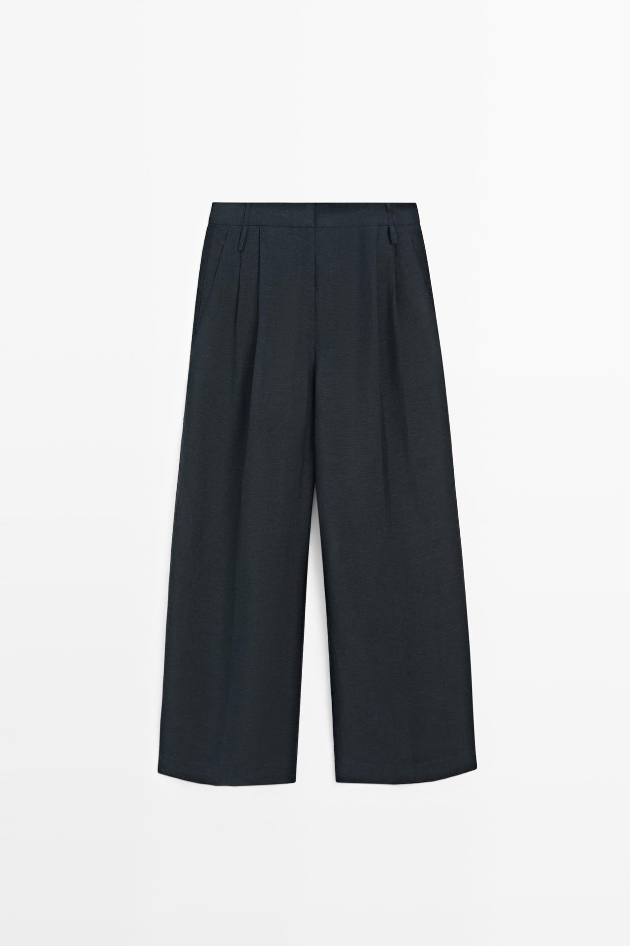 Flowing semi-sheer pants - STUDIO — NAVY BLUE