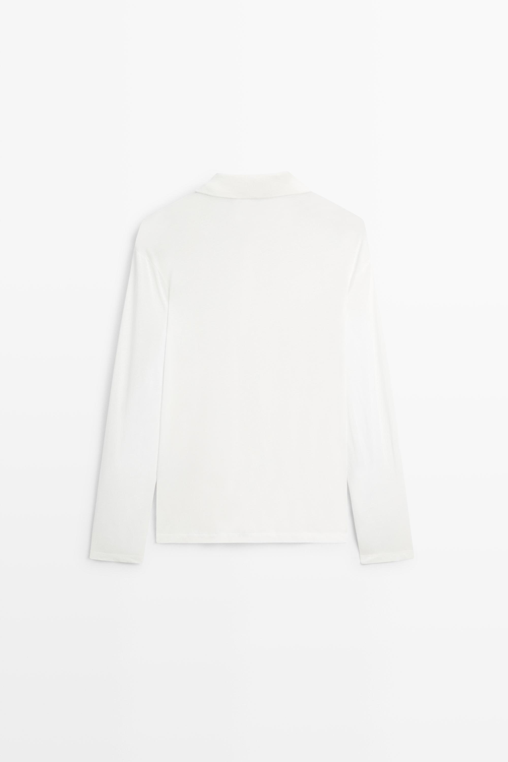 100% cotton long sleeve polo shirt — Off white