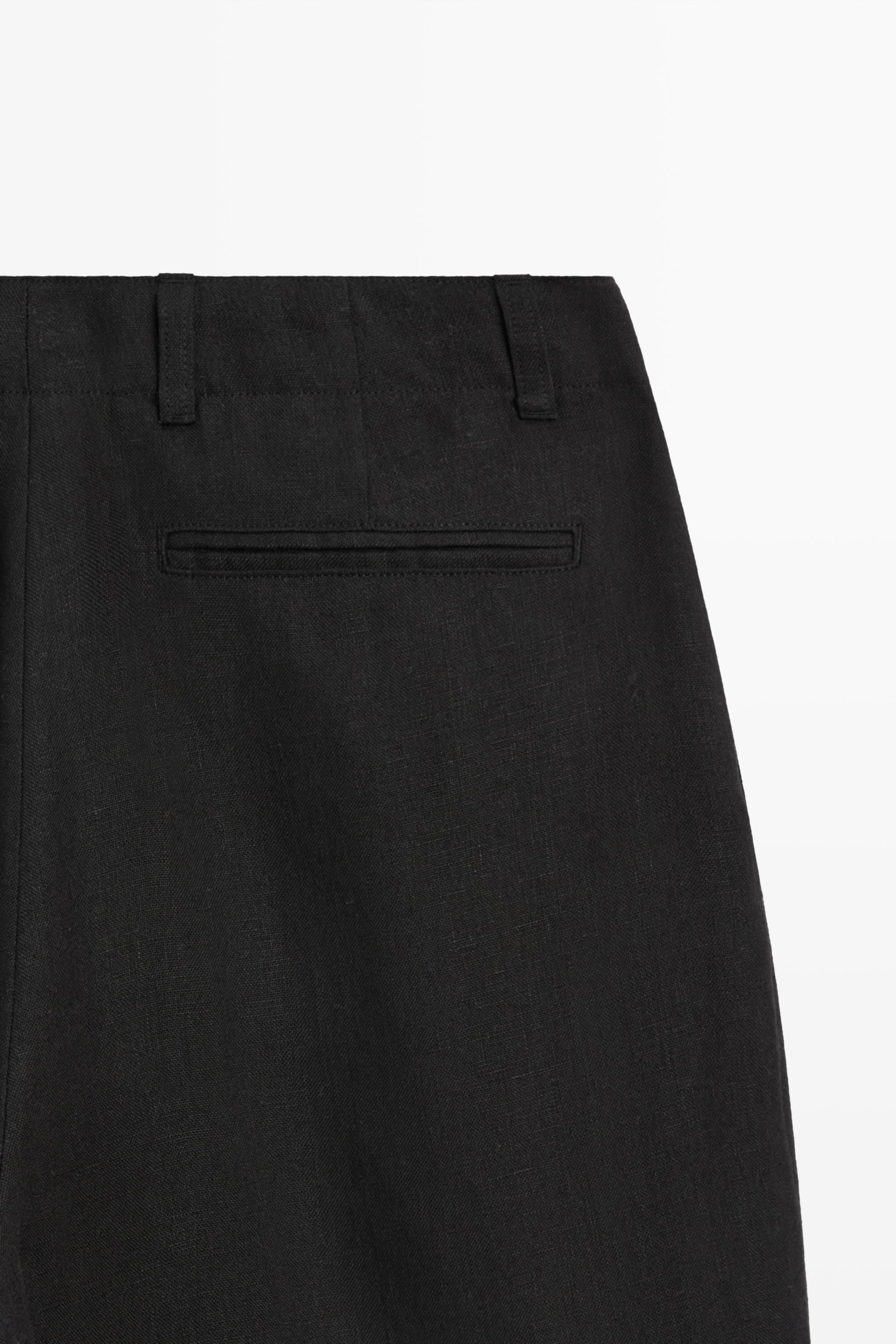 100% linen pants with dart detail — BLACK