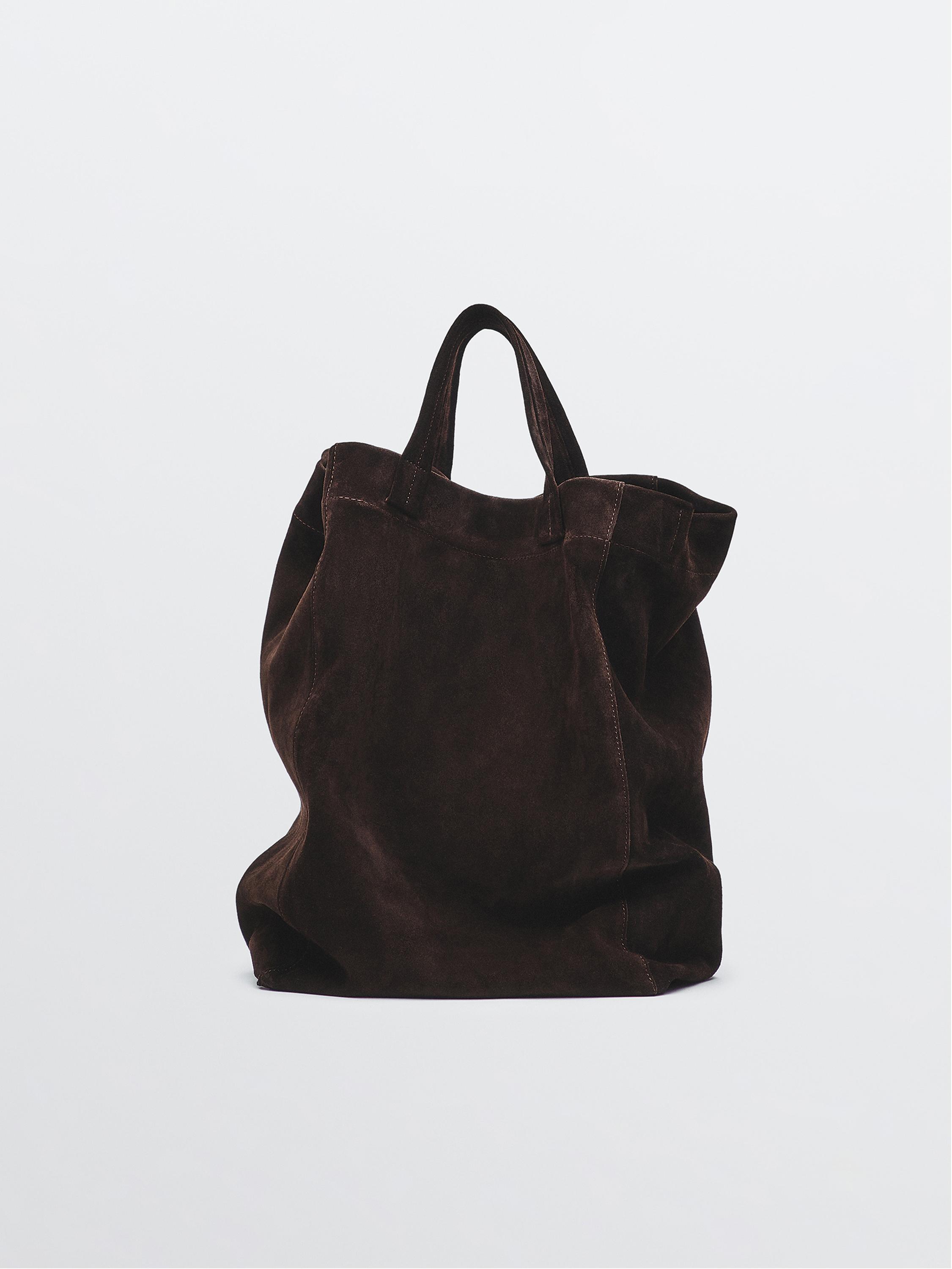 Split suede leather shopper bag