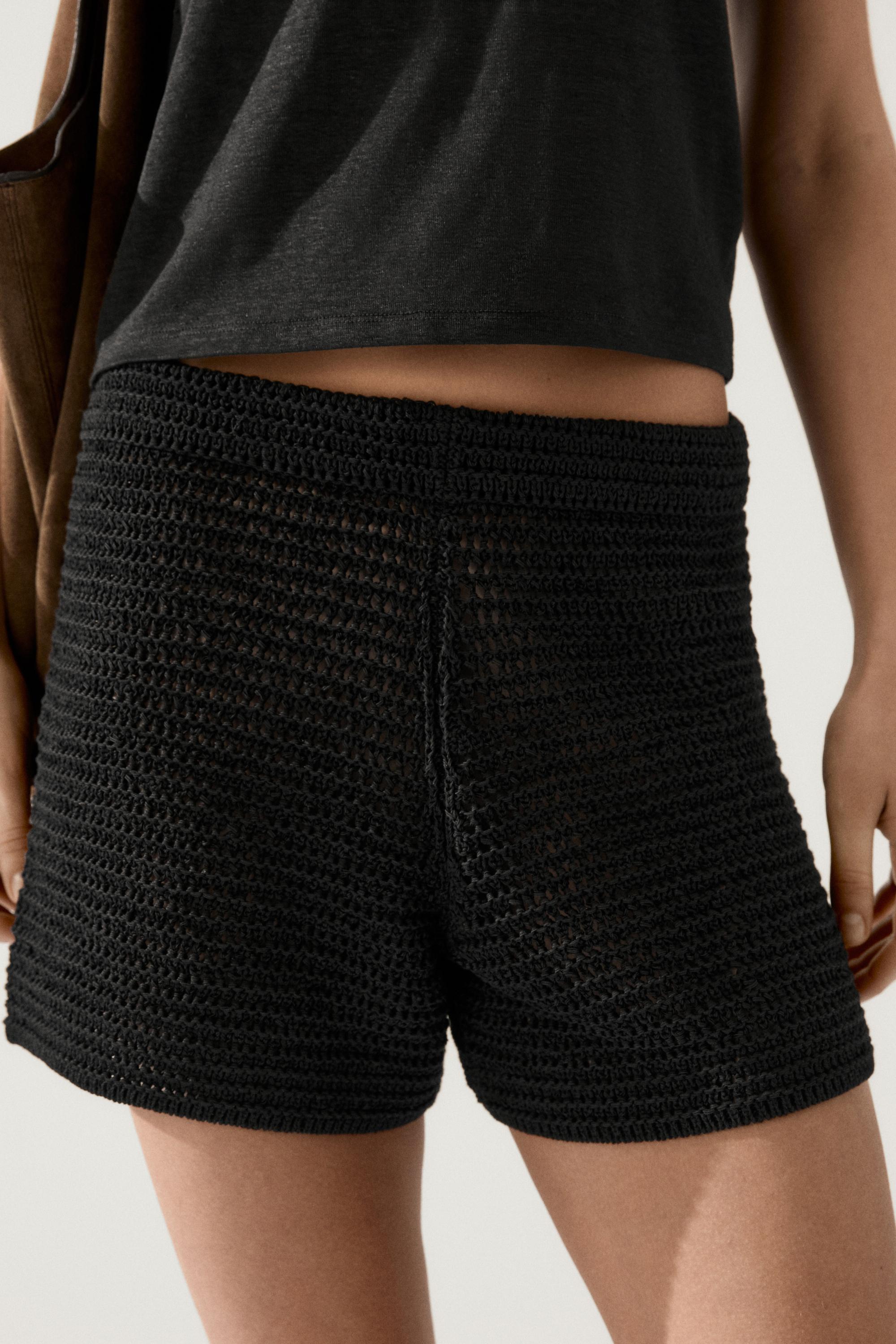Short cotton blend knit Bermuda shorts — BLACK