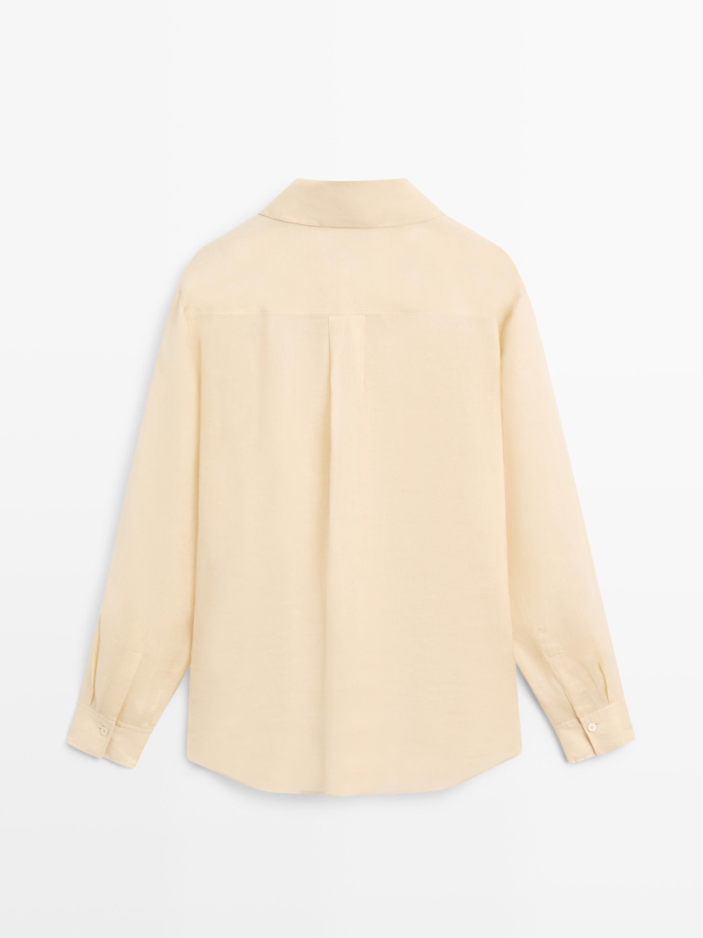 Flowing total look 100% ramie shirt — BEIGE