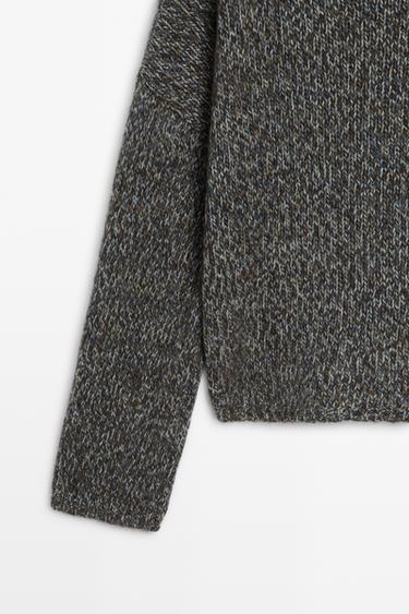 100% wool mouliné knit sweater — MEDIUM BLUE 7