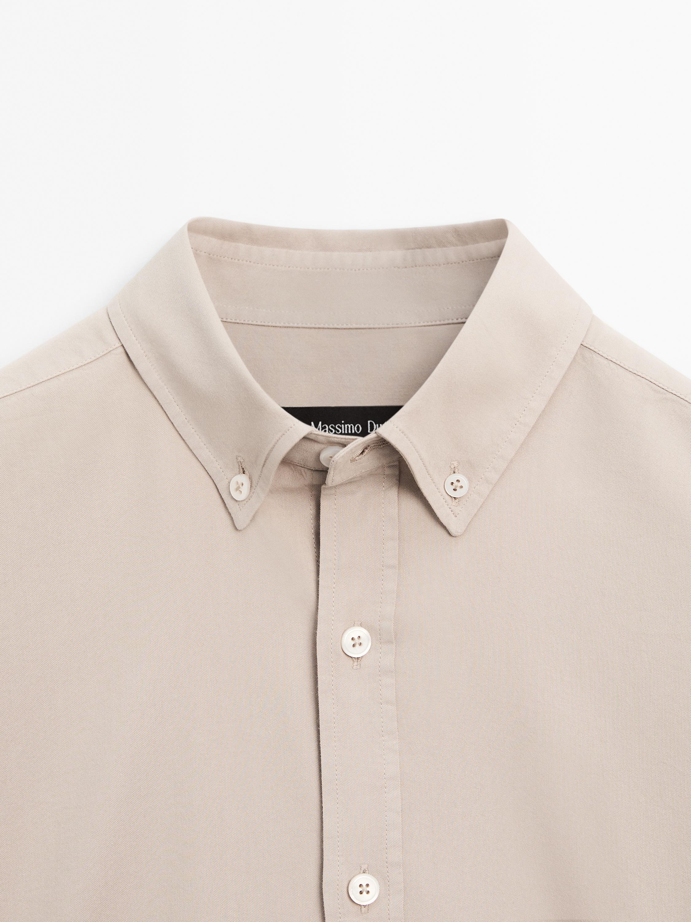 Cotton blend regular fit twill shirt
