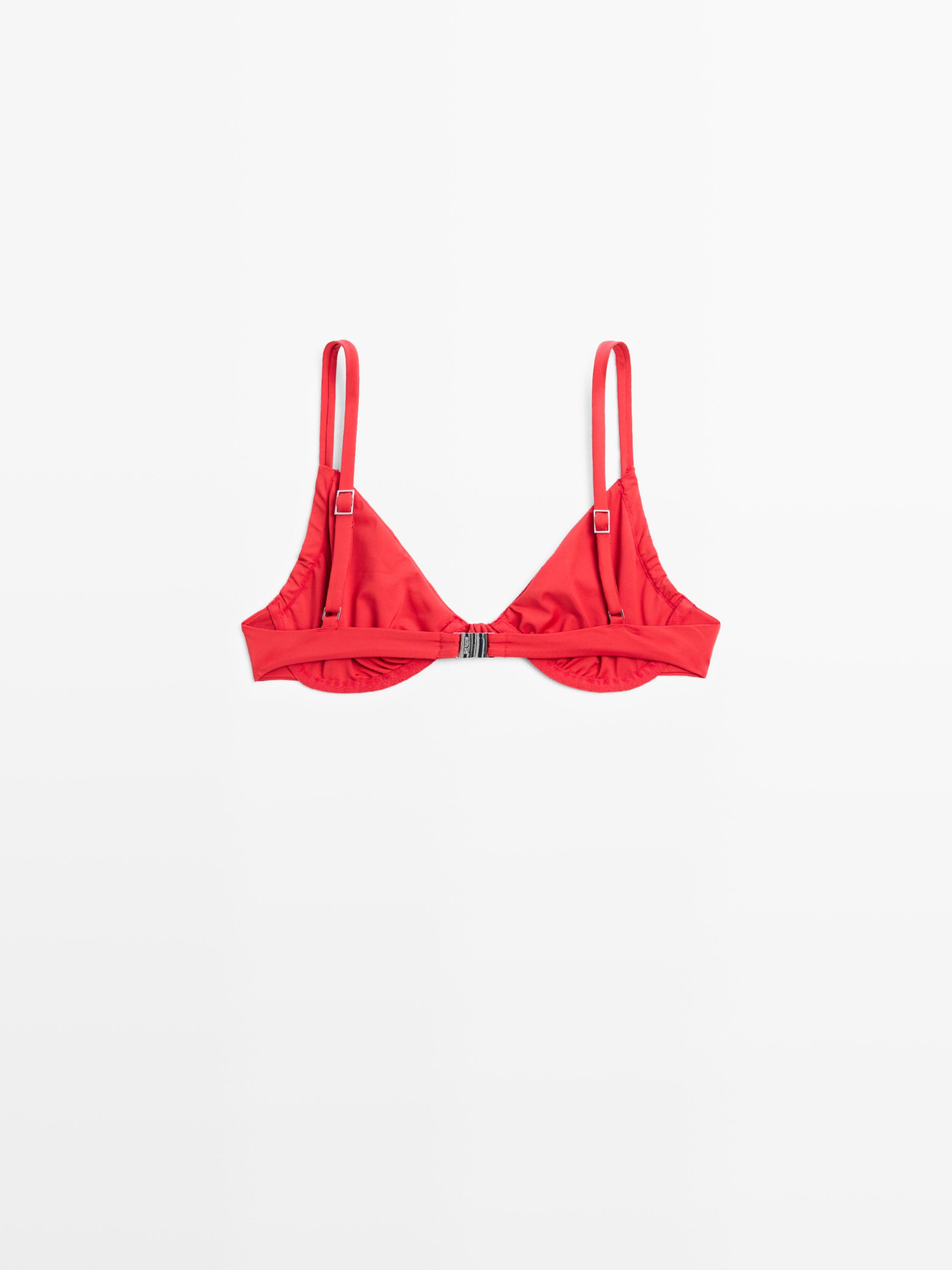 Gathered bikini top with underwire — BRIGHT RED