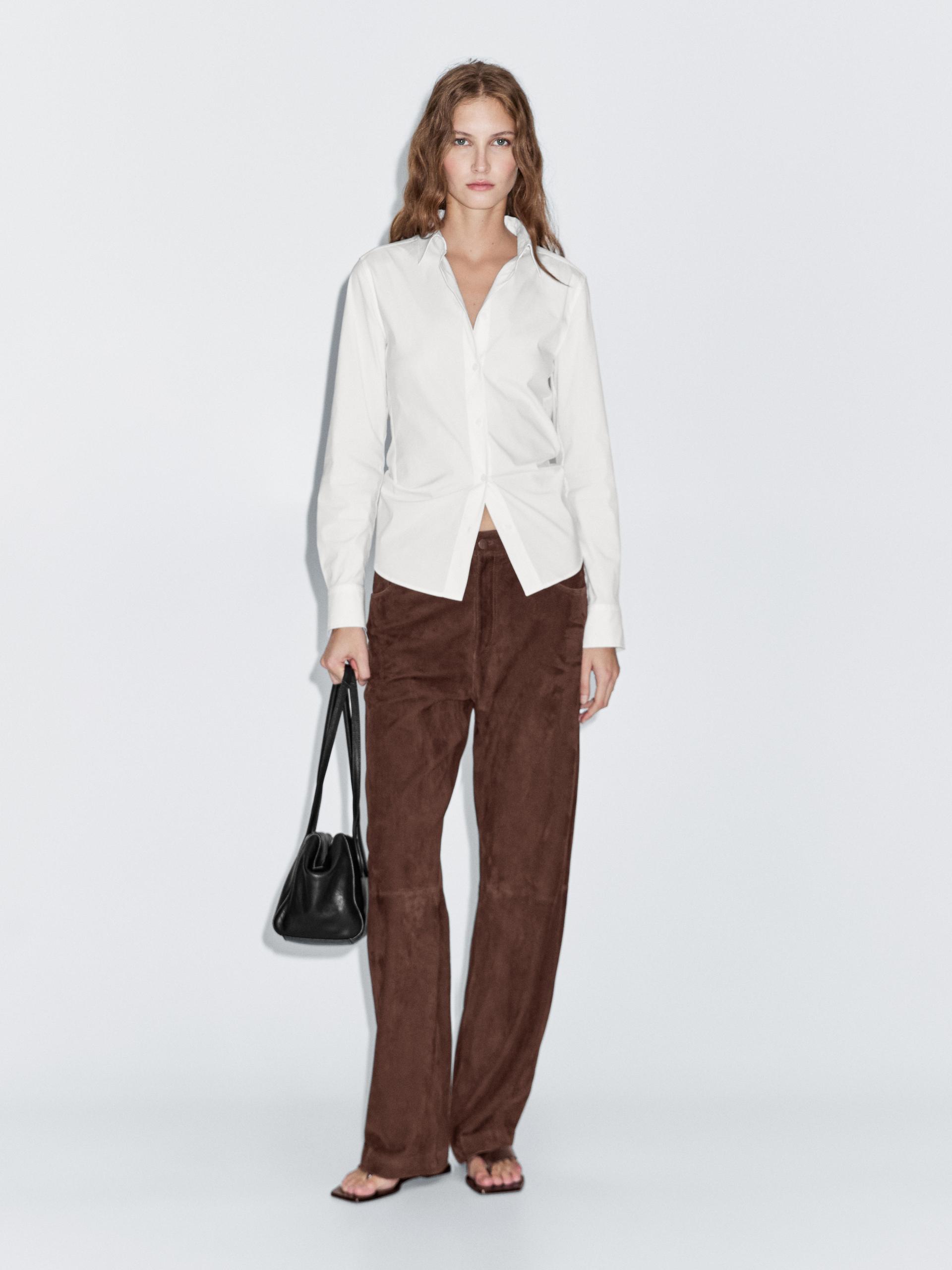 Chemisier Stretch En Coton Mélangé - Blanc - 44 - Massimo Dutti - Femme