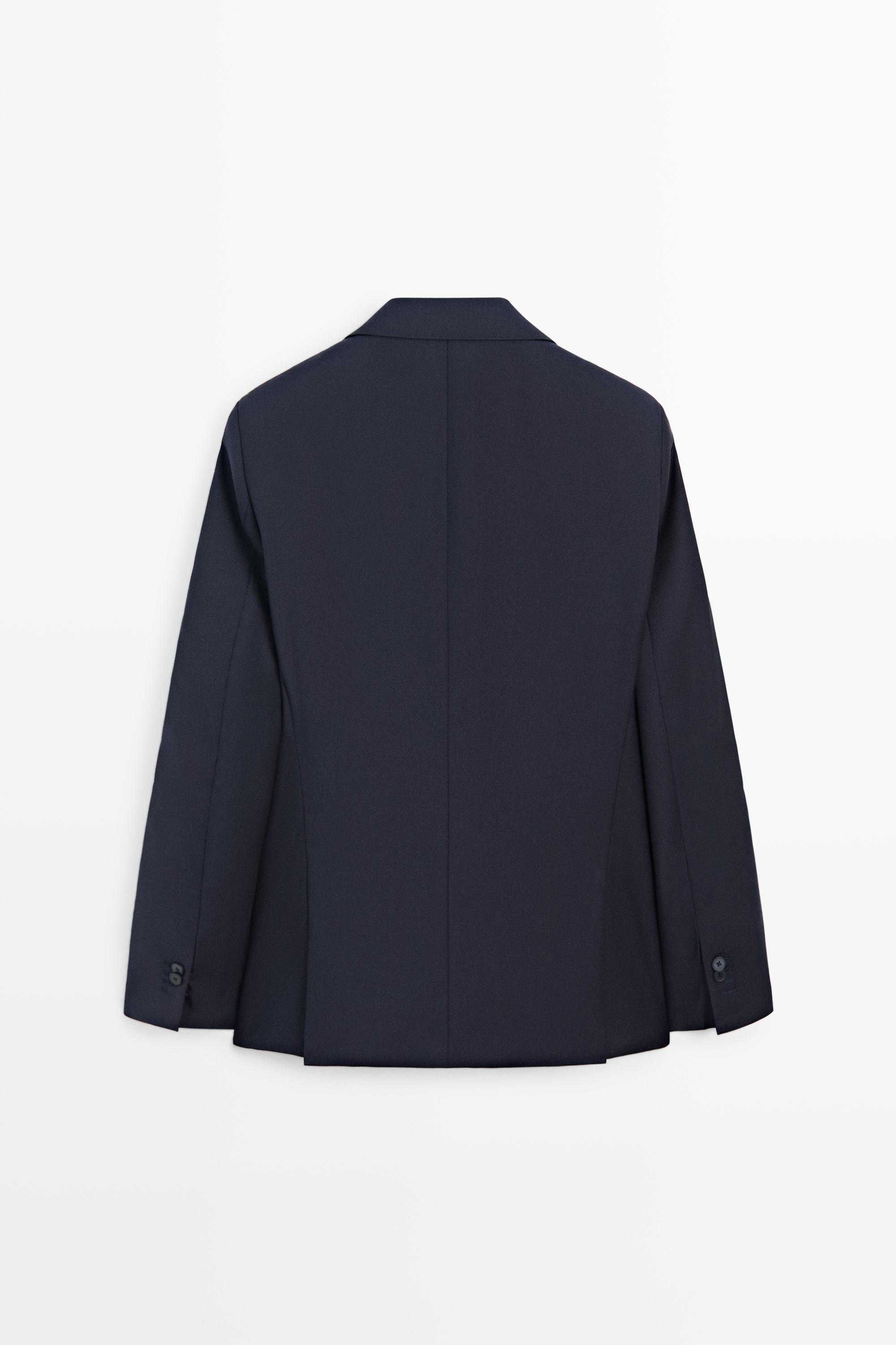 Textured suit blazer — NAVY BLUE