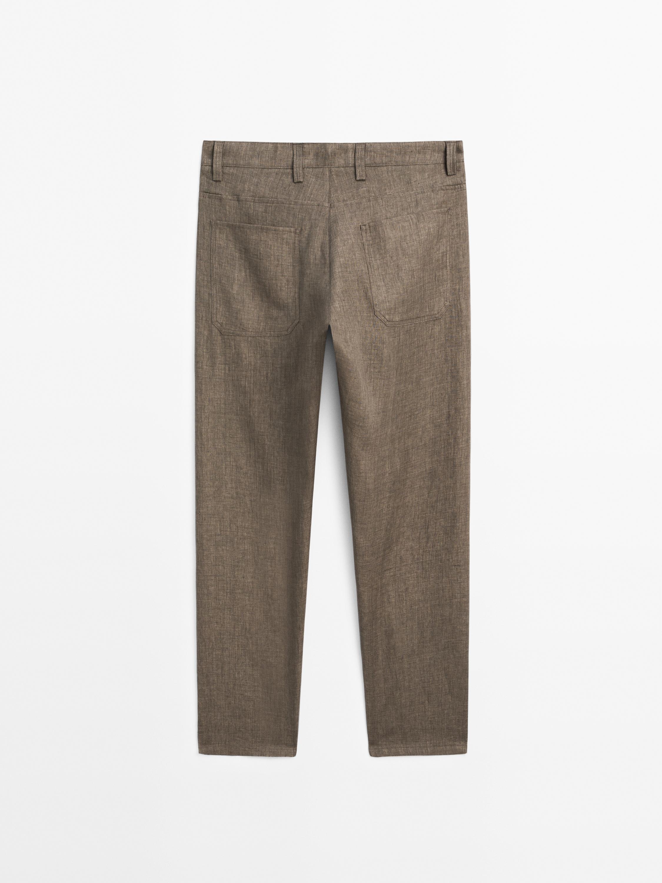 Relaxed fit linen denim trousers