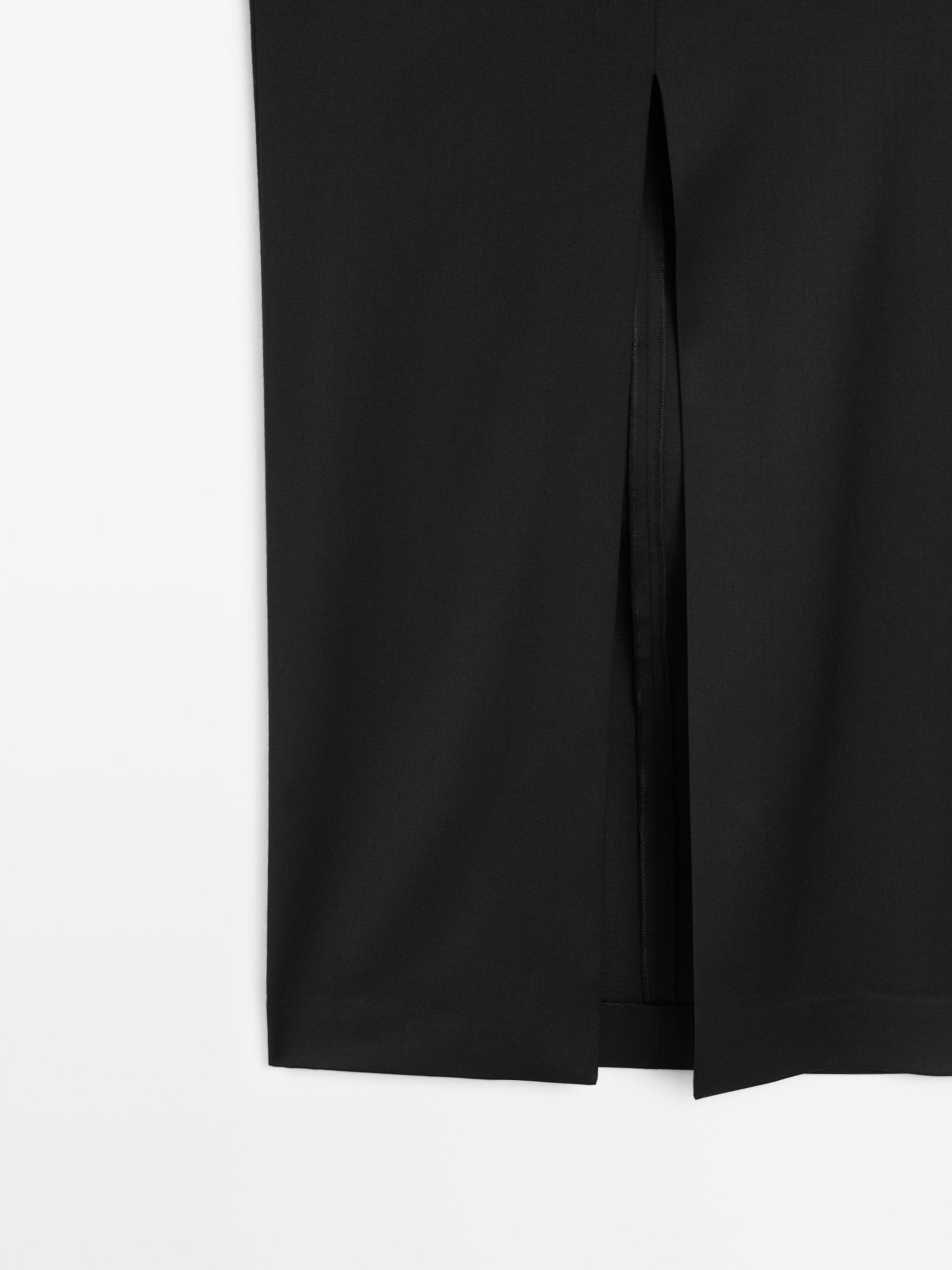 Straight midi skirt with gathered sash - STUDIO — BLACK
