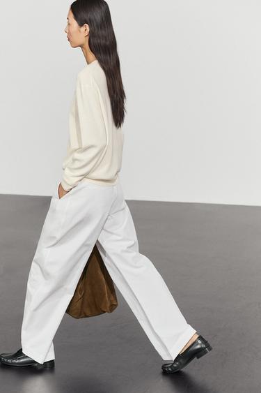 Wool blend crew neck knit sweater — CREAM 8