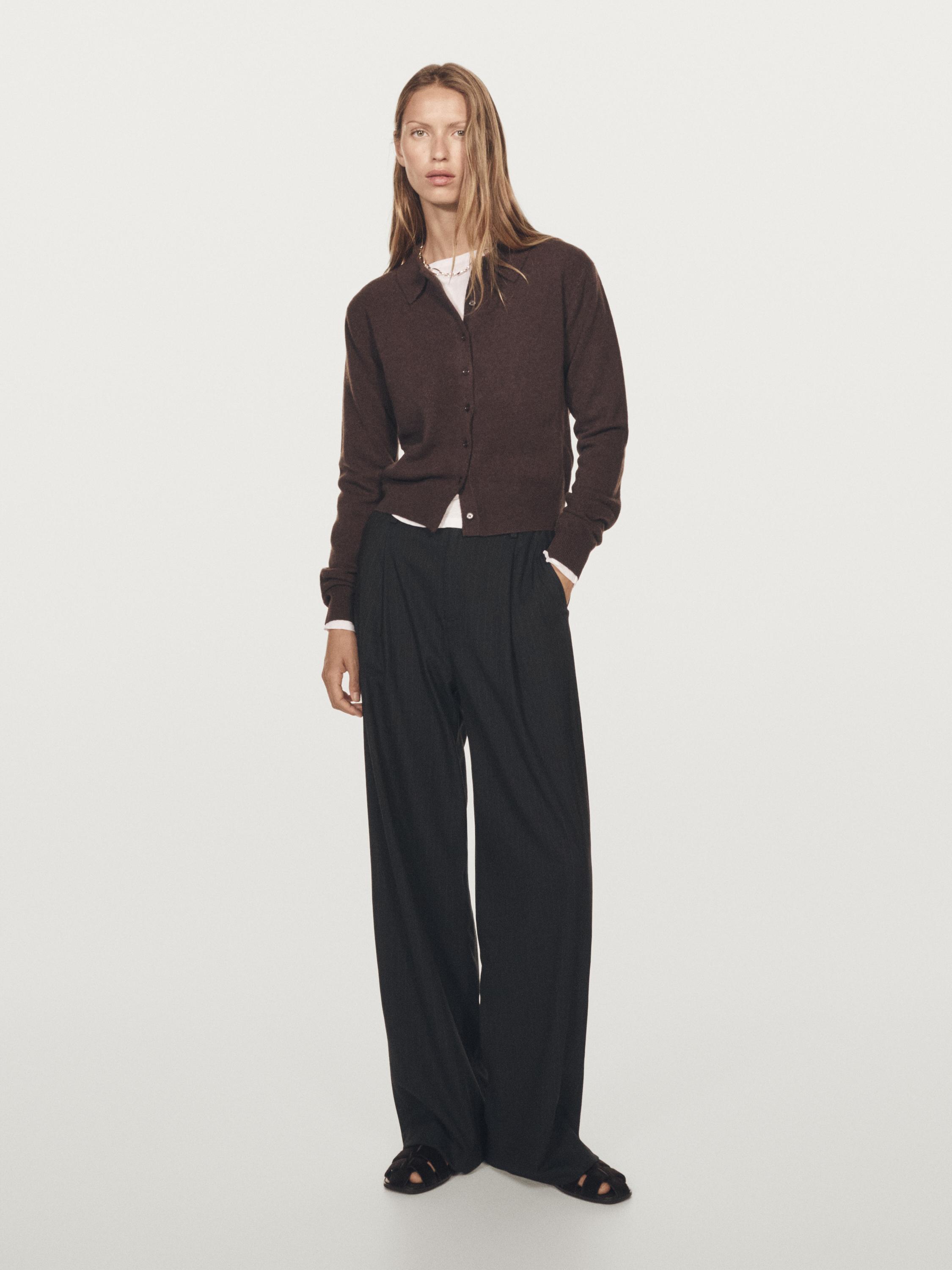 Mid-rise wide-leg pinstripe trousers