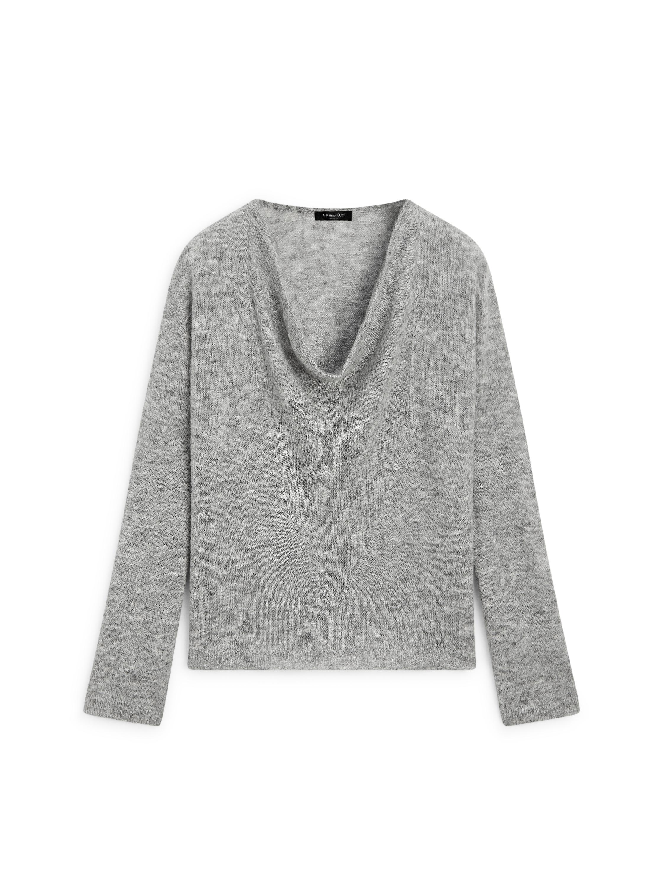 Knit sweater with cowl neck — GREY MARL
