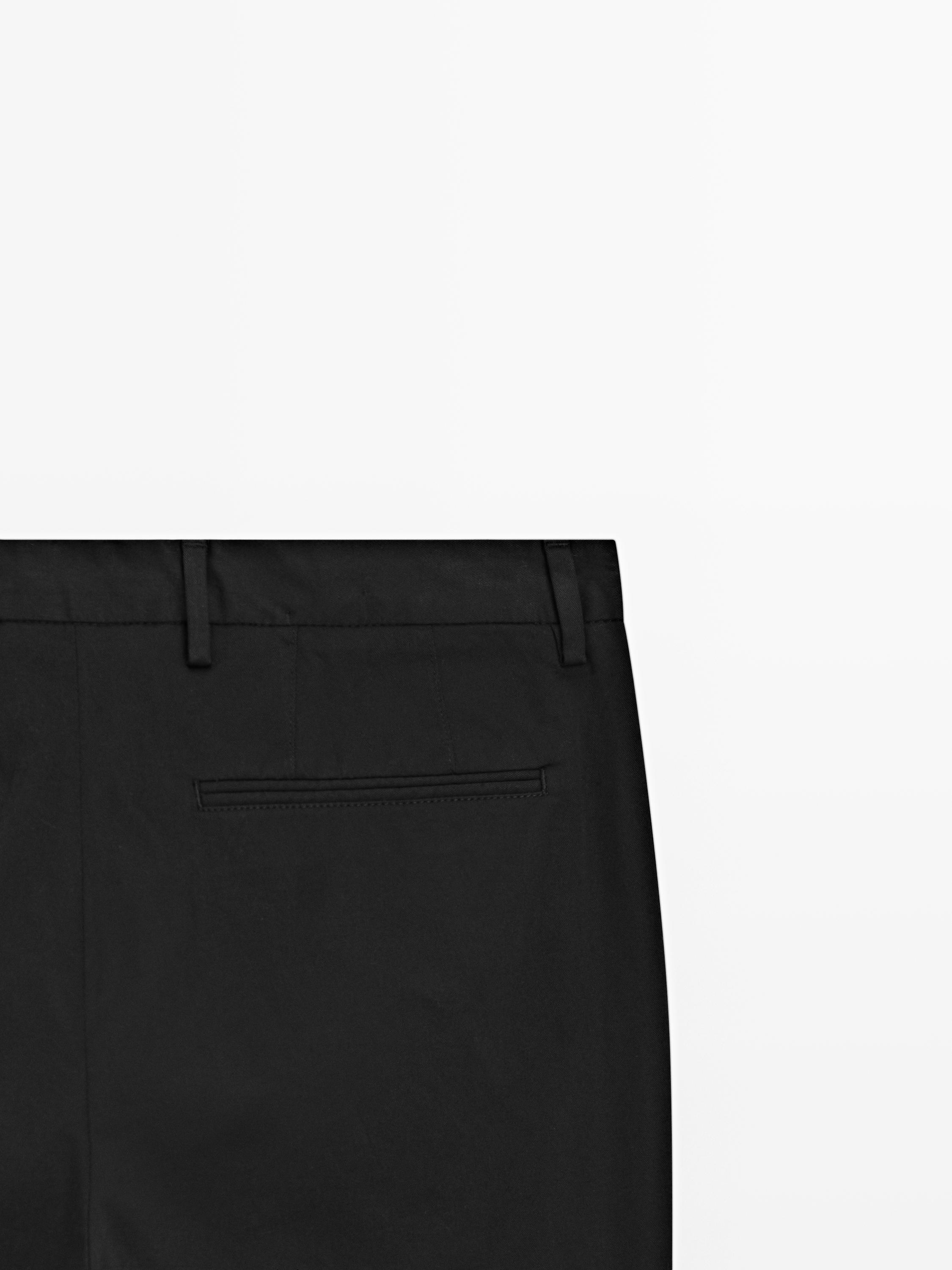 Slim fit cotton blend trousers